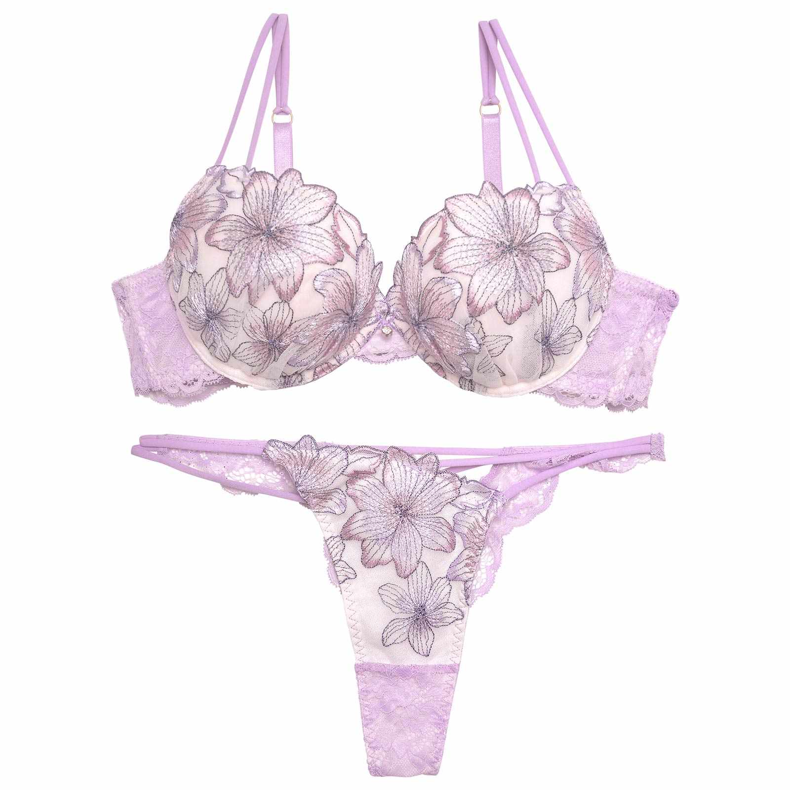 11/19再販!【Reinest】スイートシアーリリーブラジャー&バック透けTバックショーツ