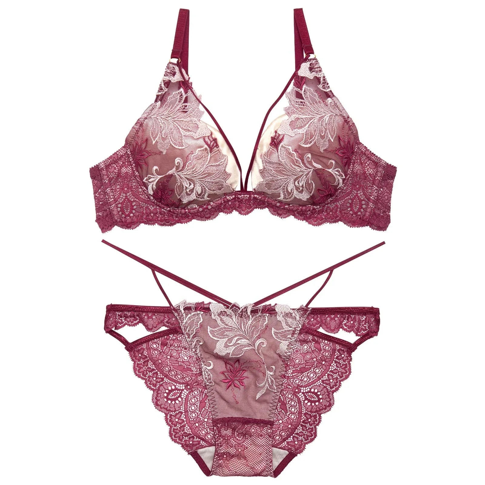 【永尾まりや着用】【Reinest】グロリアスリッチボタニカルブラジャー&バック透けフルバックショーツ - 【公式】247Lingerie