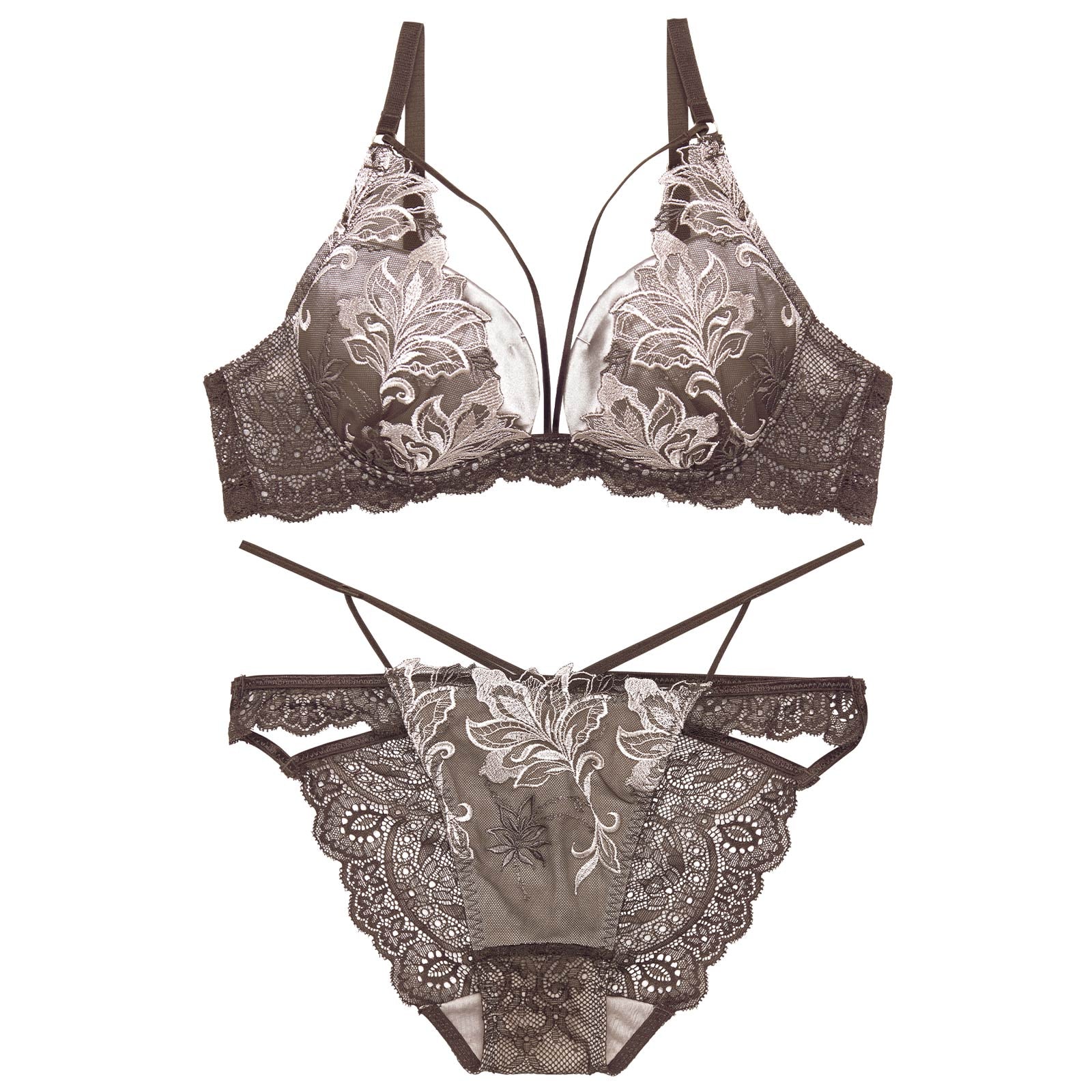 【永尾まりや着用】【Reinest】グロリアスリッチボタニカルブラジャー&バック透けフルバックショーツ