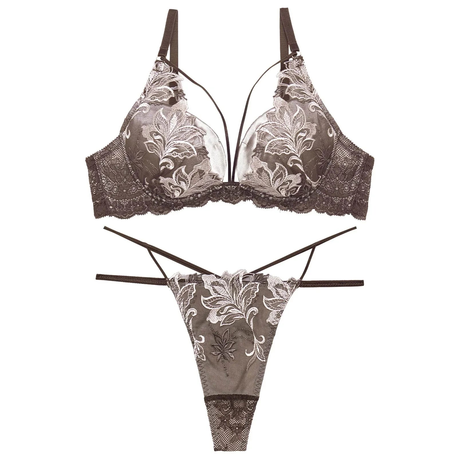 【永尾まりや着用】【Reinest】グロリアスリッチボタニカルブラジャー&バック透けTバックショーツ - 【公式】247Lingerie