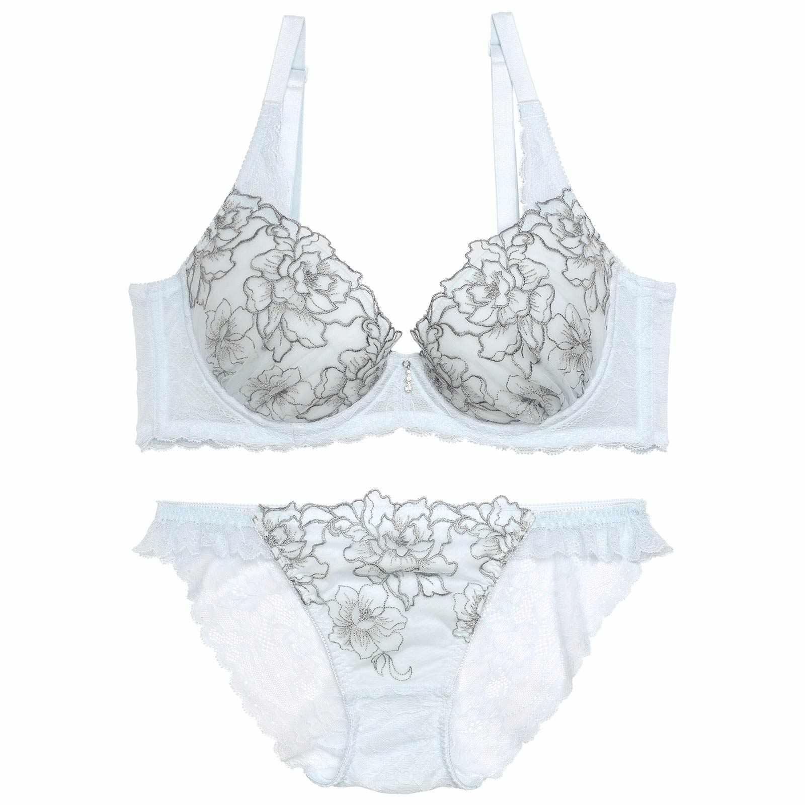 【永尾まりや着用】【Reinest】シアーブリリアントピオニー育乳脇高★魔法のブラジャー&バック透けフルバックショーツ