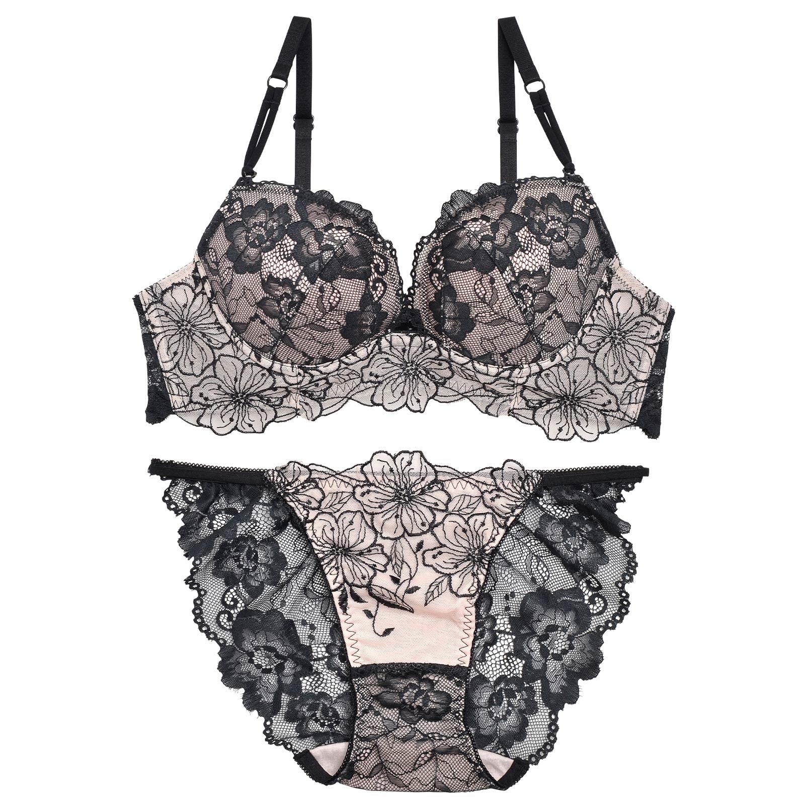 11/27再販!キムボラム着用【Reinest】SEXYレース花柄ブラジャー&バック透けフルバックショーツ