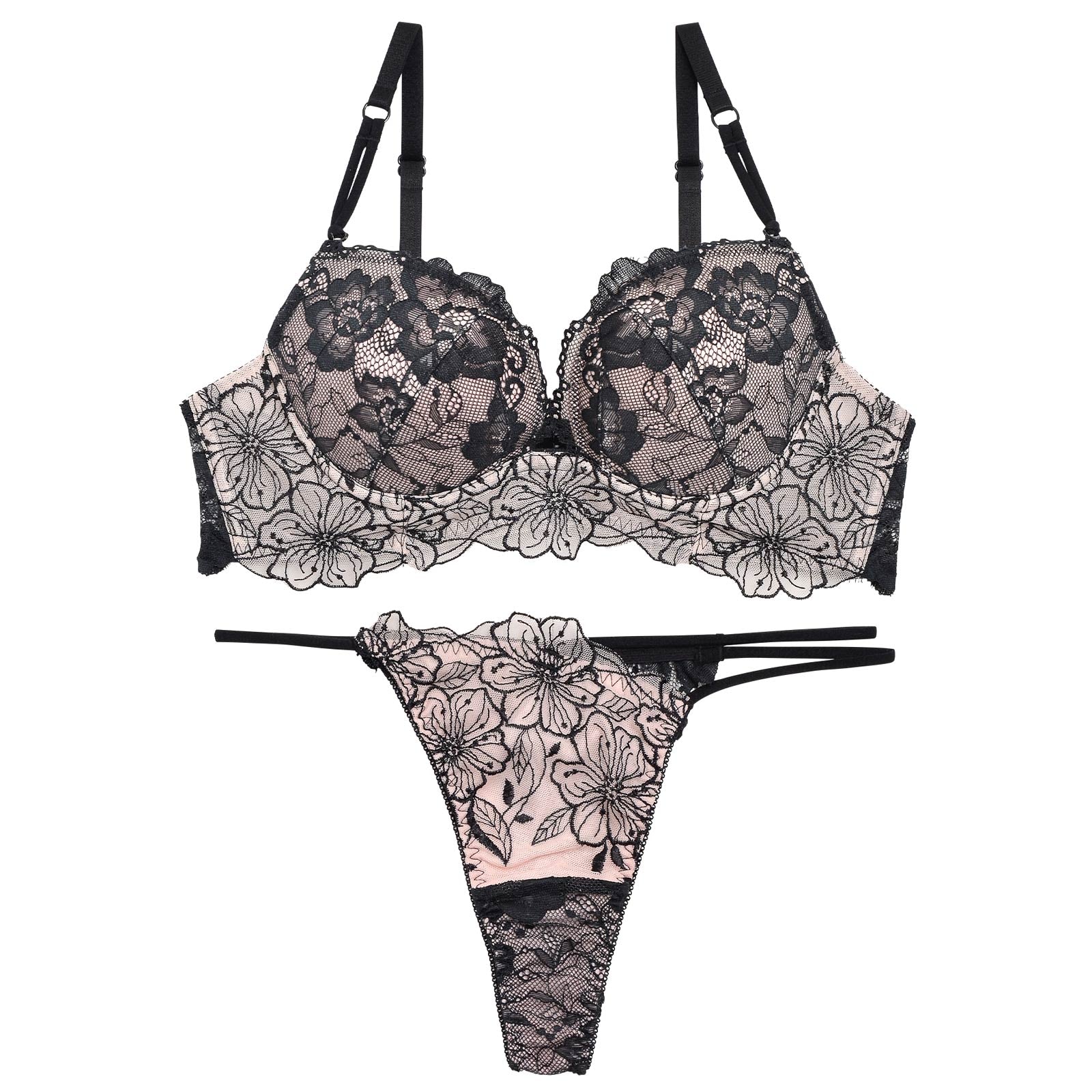 1/31再販!キムボラム着用【Reinest】SEXYレース花柄ブラジャー&バック透けTバックショーツ - 【公式】247Lingerie