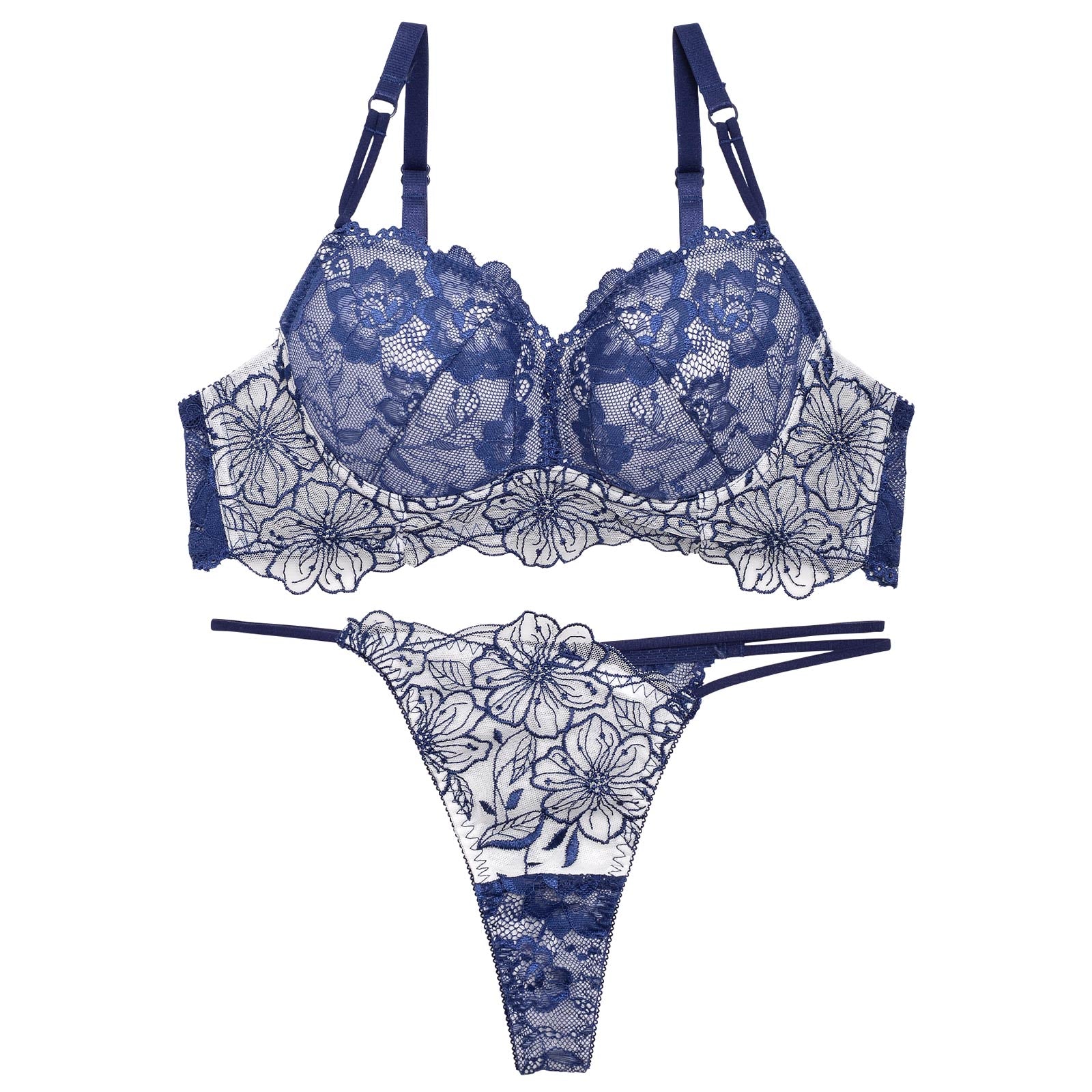 1/31再販!キムボラム着用【Reinest】SEXYレース花柄ブラジャー&バック透けTバックショーツ - 【公式】247Lingerie