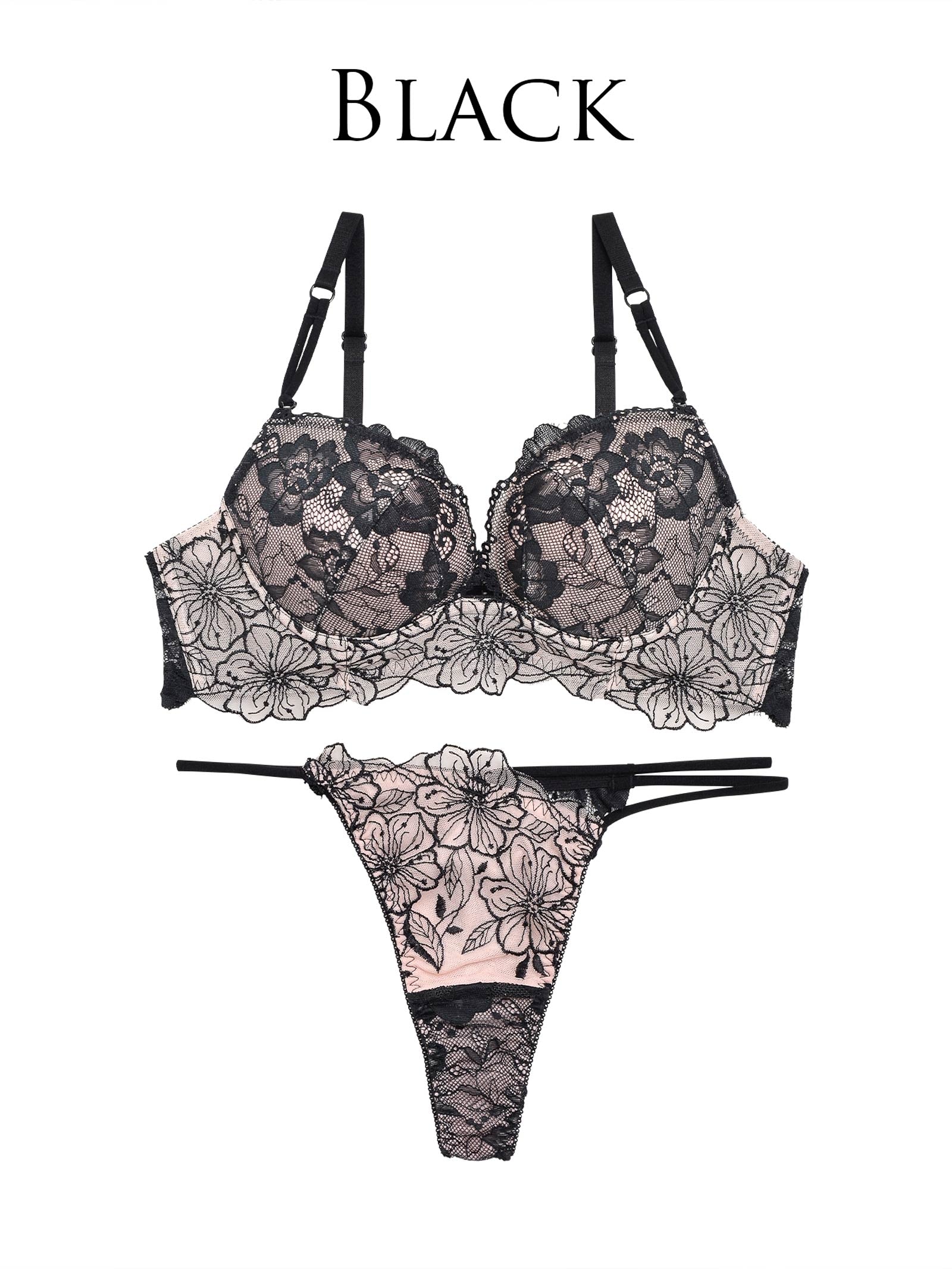 1/31再販!キムボラム着用【Reinest】SEXYレース花柄ブラジャー&バック透けTバックショーツ - 【公式】247Lingerie
