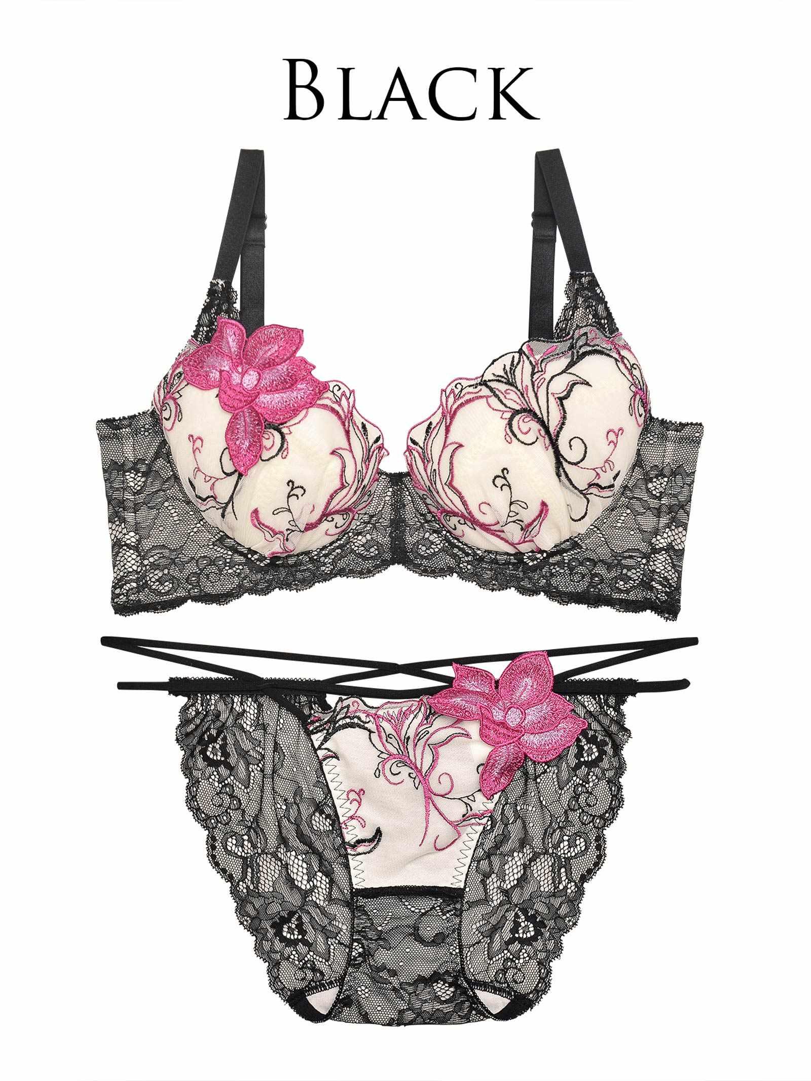 【Reinest】ルミナスペタルエンブロイダリー育乳脇高★魔法のブラジャー&バック透けフルバックショーツ - 【公式】247Lingerie