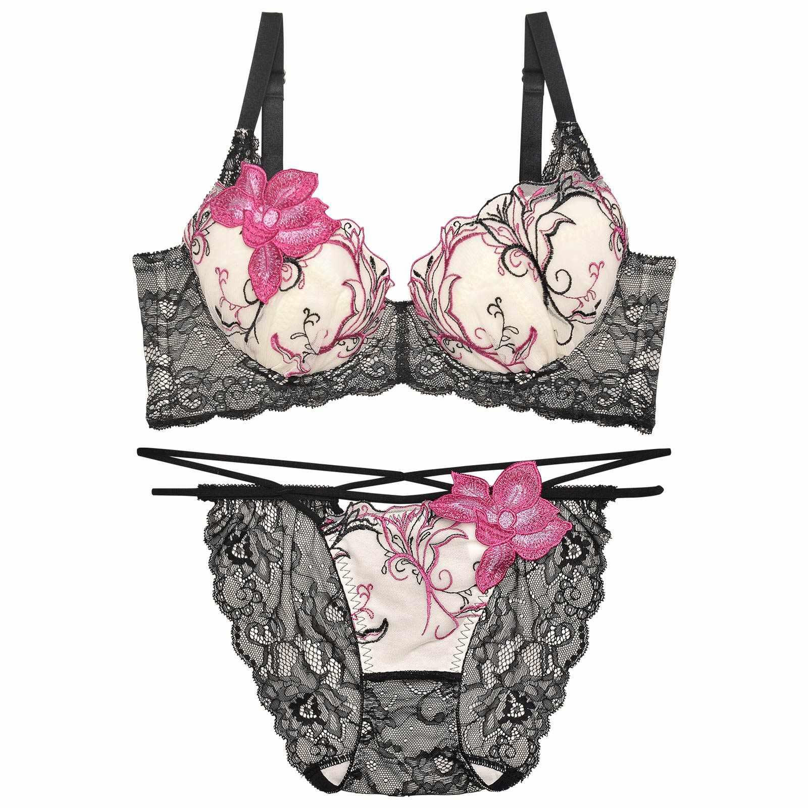 【Reinest】ルミナスペタルエンブロイダリー育乳脇高★魔法のブラジャー&バック透けフルバックショーツ - 【公式】247Lingerie