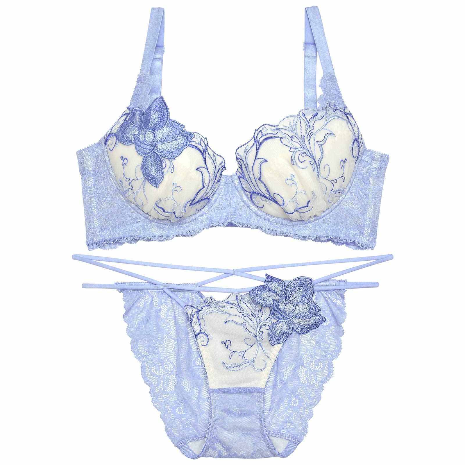 【Reinest】ルミナスペタルエンブロイダリー育乳脇高★魔法のブラジャー&バック透けフルバックショーツ - 【公式】247Lingerie