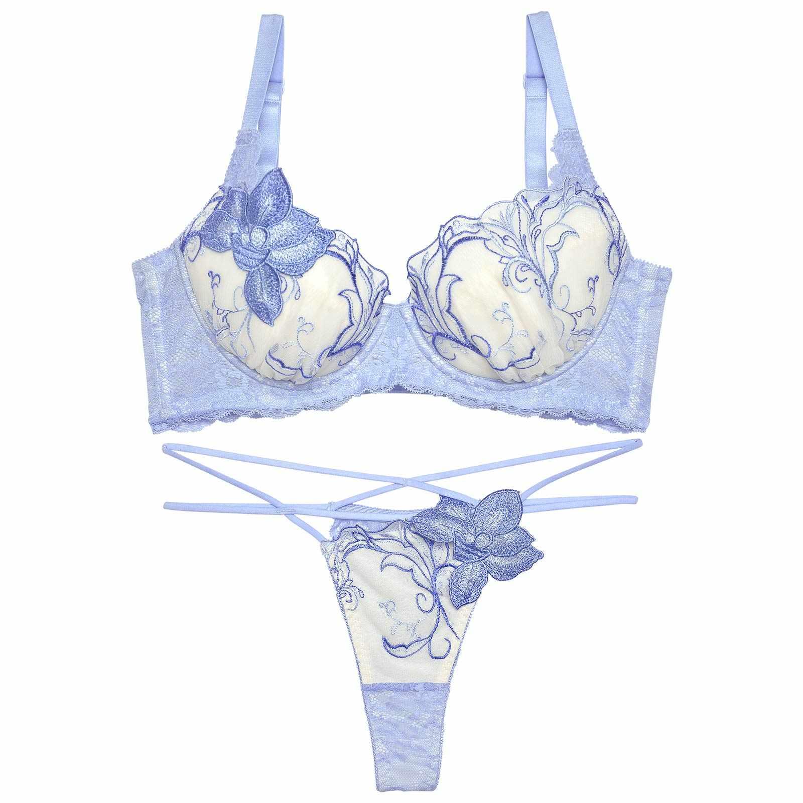 【Reinest】ルミナスペタルエンブロイダリー育乳脇高★魔法のブラジャー&バック透けTバックショーツ - 【公式】247Lingerie