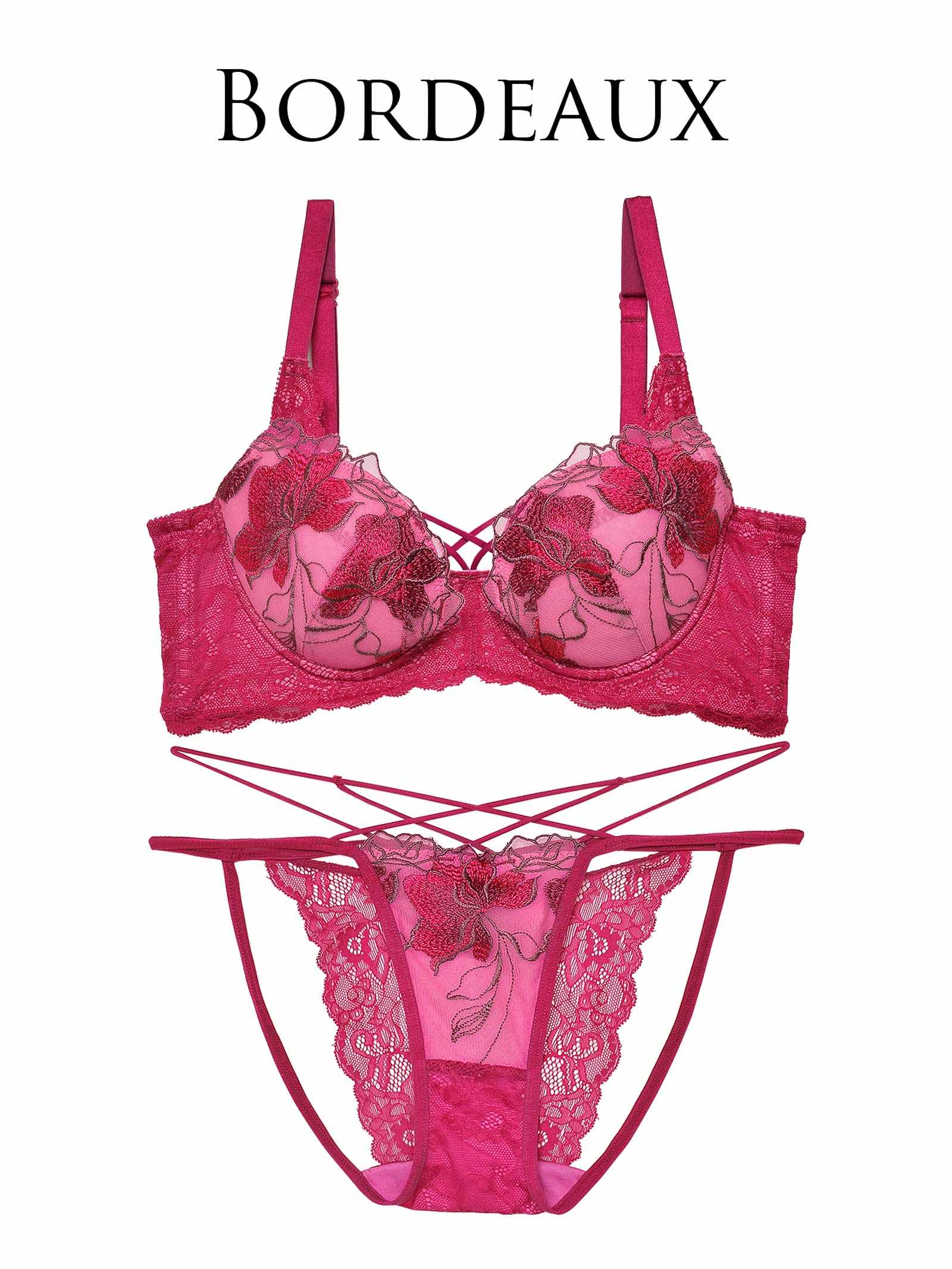 9/20新作!【Reinest】ブロッサムカットストリングブラジャー&バック透けフルバックショーツ