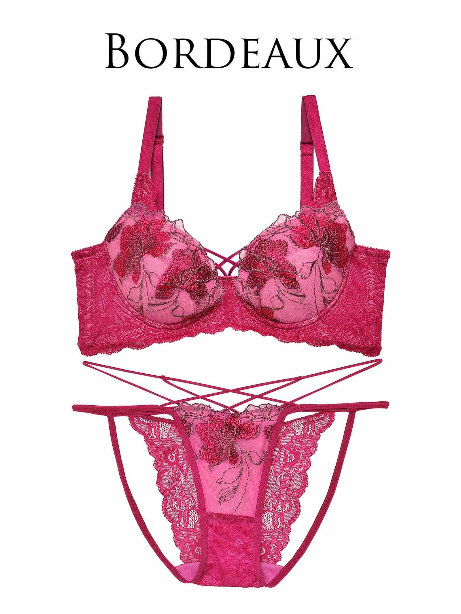 【Reinest】ブロッサムカットストリング育乳脇高★魔法のブラジャー&バック透けフルバックショーツ - 【公式】247Lingerie