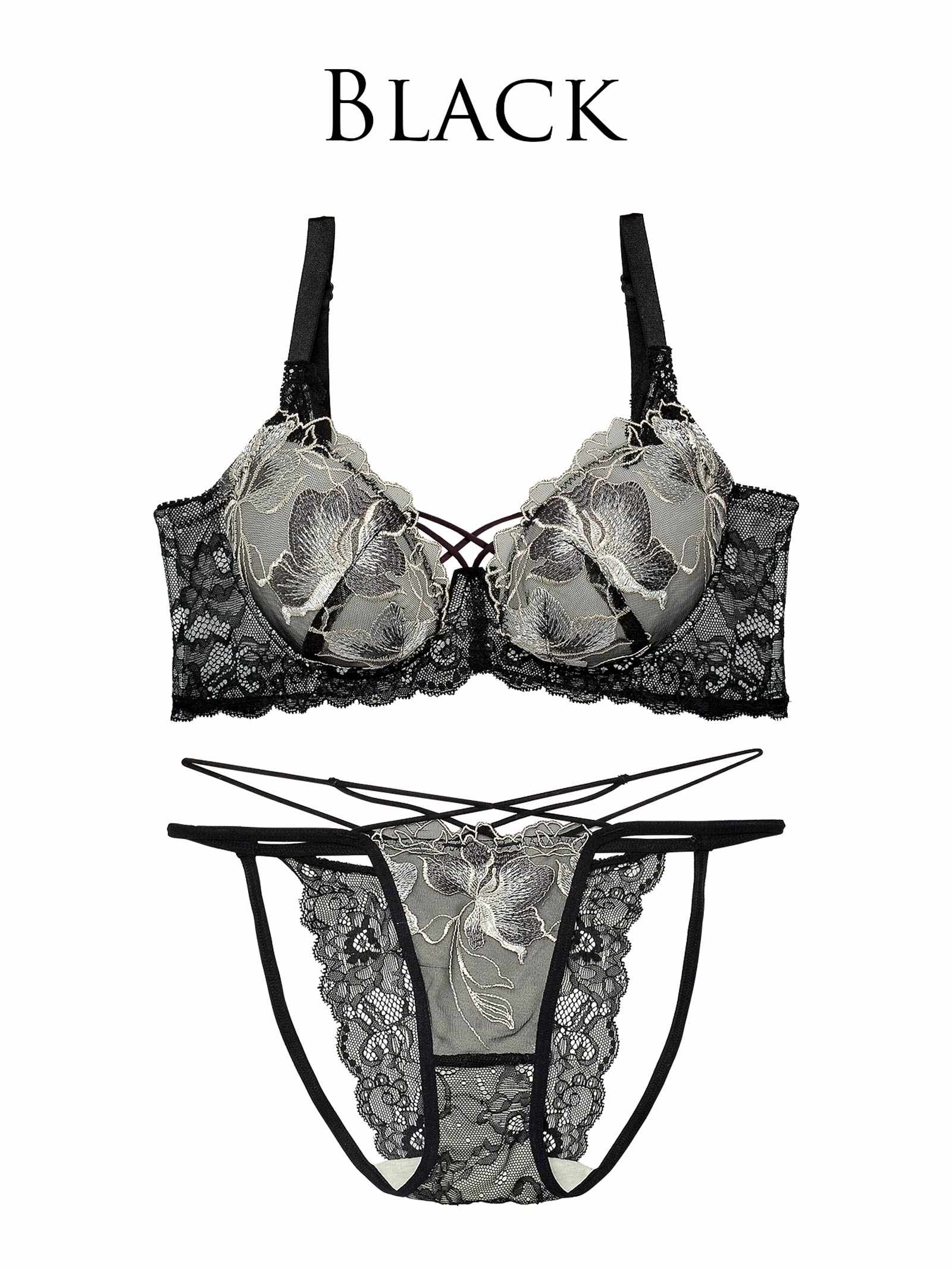 9/20新作!【Reinest】ブロッサムカットストリングブラジャー&バック透けフルバックショーツ