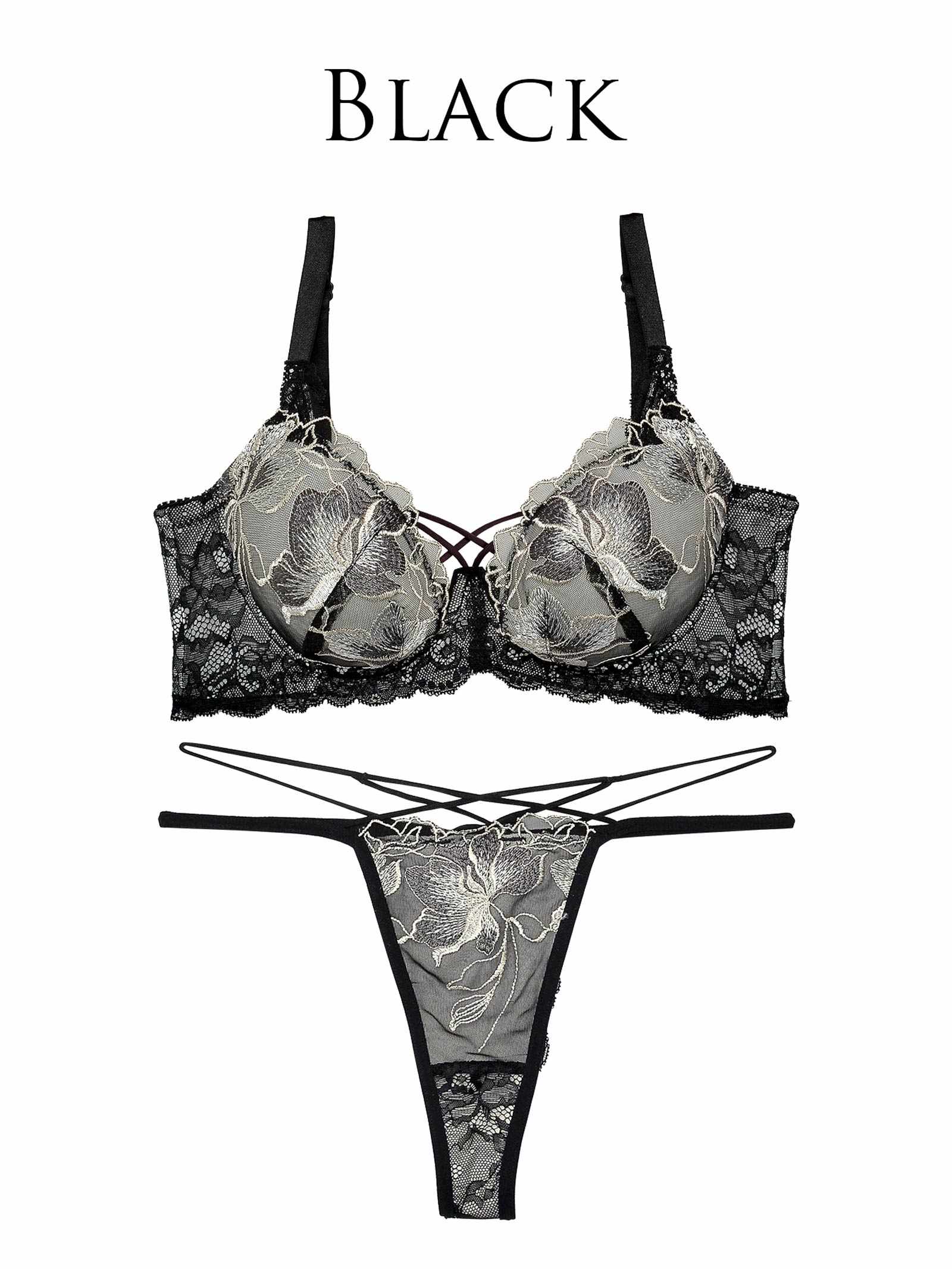 9/20新作!【Reinest】ブロッサムカットストリングブラジャー&バック透けTバックショーツ