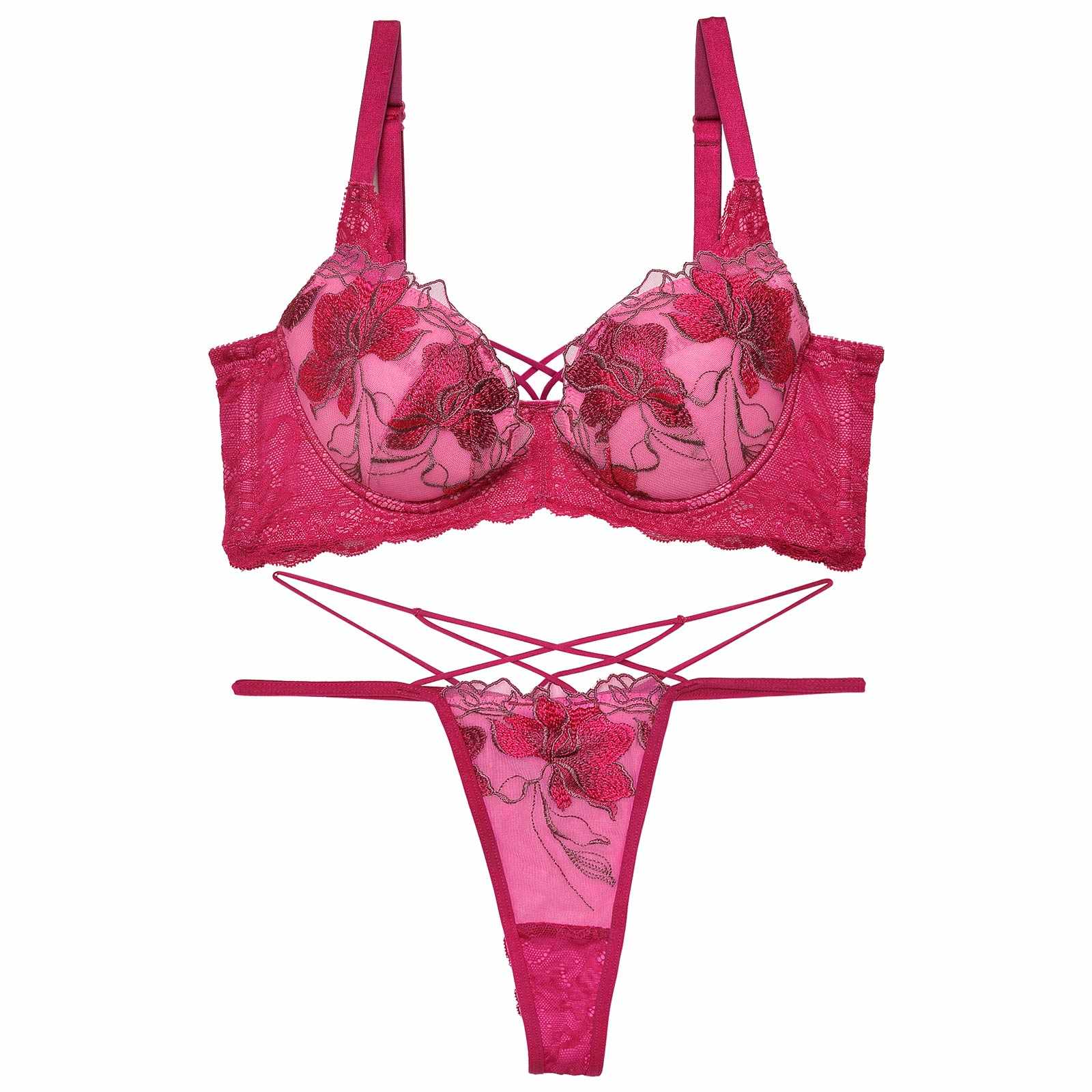 10/9再販!【Reinest】ブロッサムカットストリング育乳脇高★魔法のブラジャー&バック透けTバックショーツ