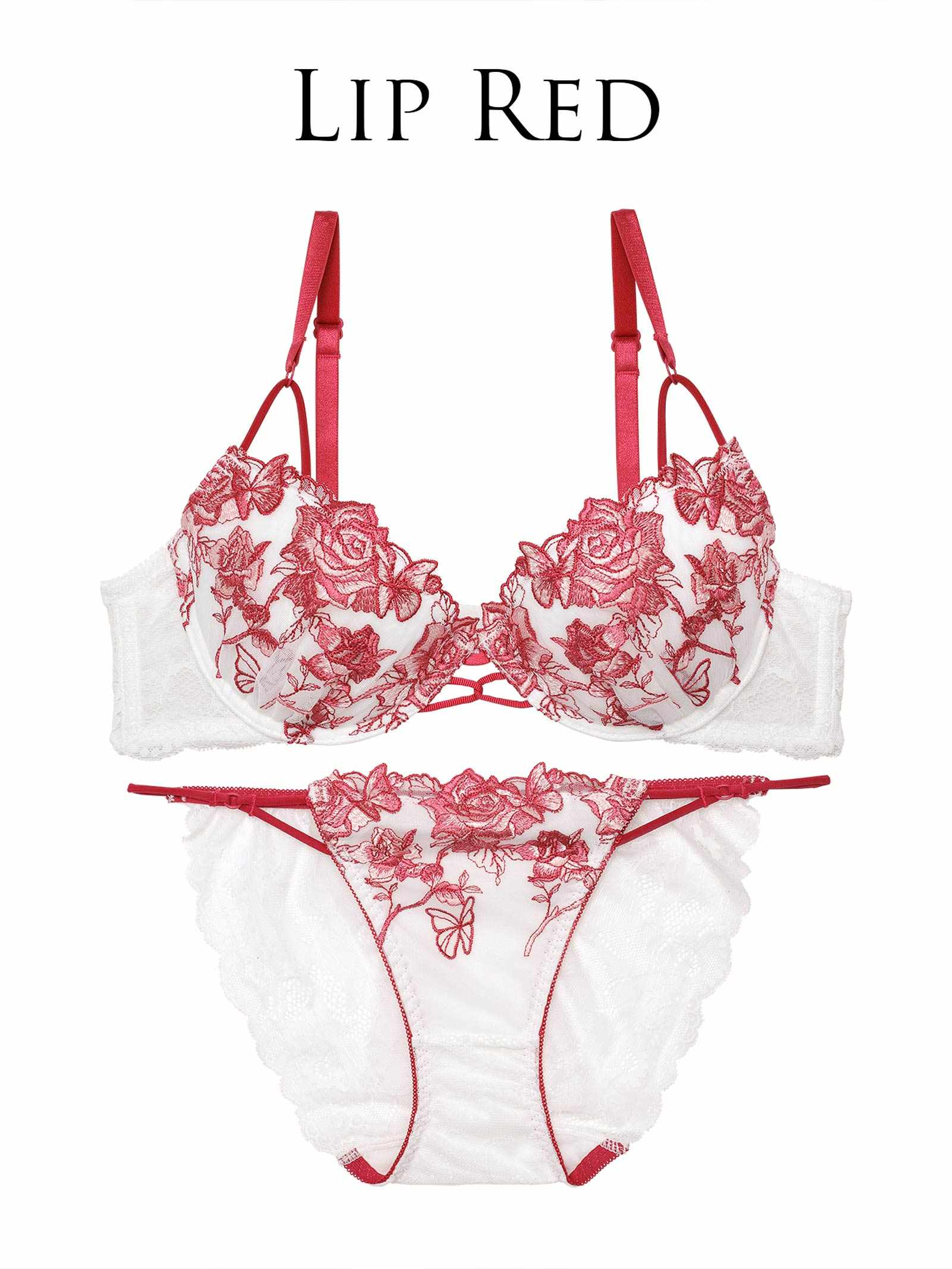 4/23新作!【永尾まりや着用】【Reinest】ノーブルバタフライローズブラジャー&バック透けフルバックショーツ