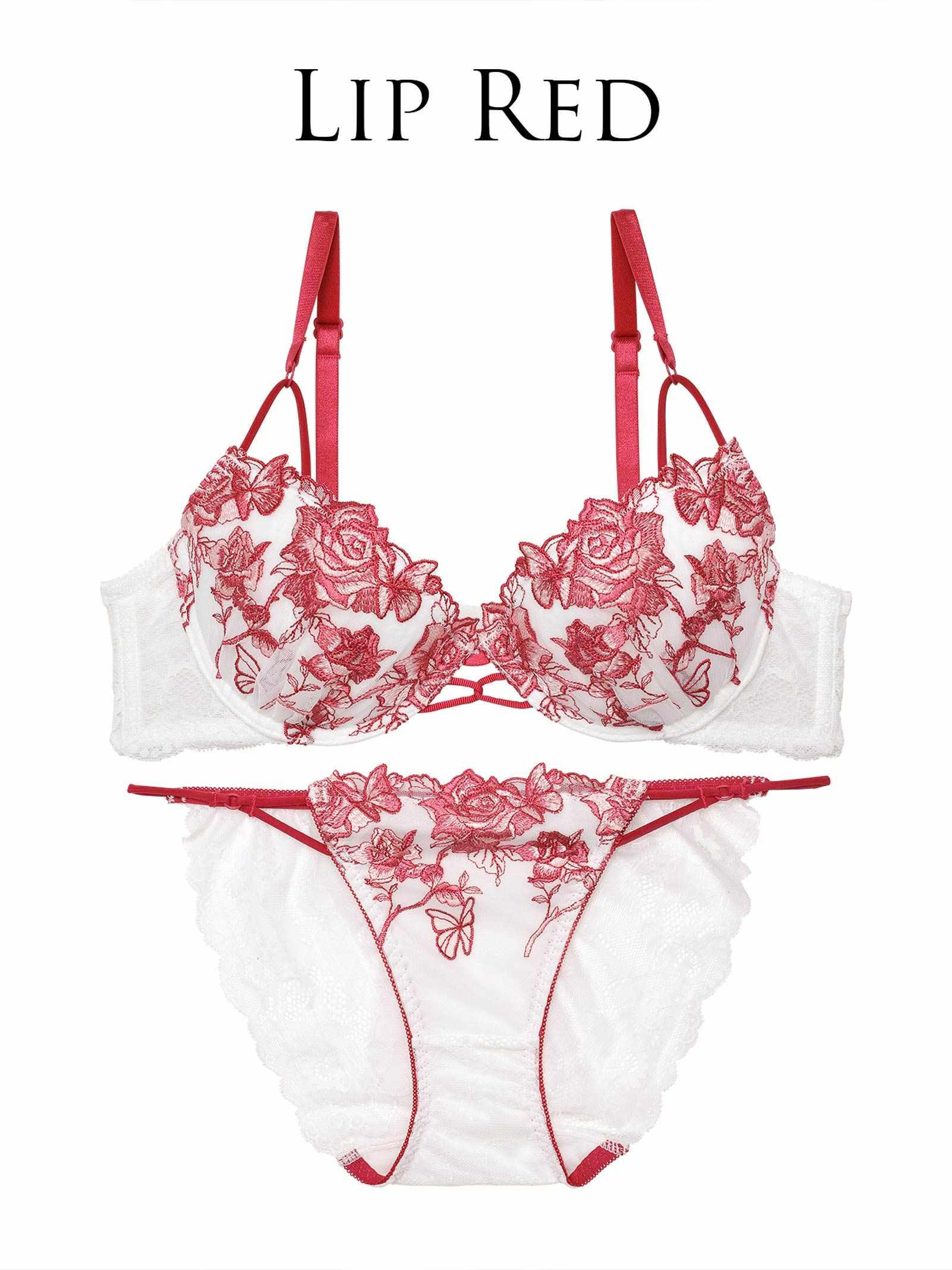 【Reinest】ノーブルバタフライローズブラジャー&バック透けフルバックショーツ - 【公式】247Lingerie