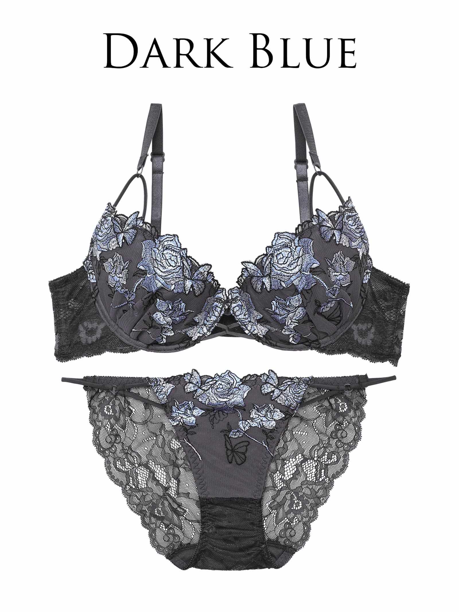 4/23新作!【永尾まりや着用】【Reinest】ノーブルバタフライローズブラジャー&バック透けフルバックショーツ