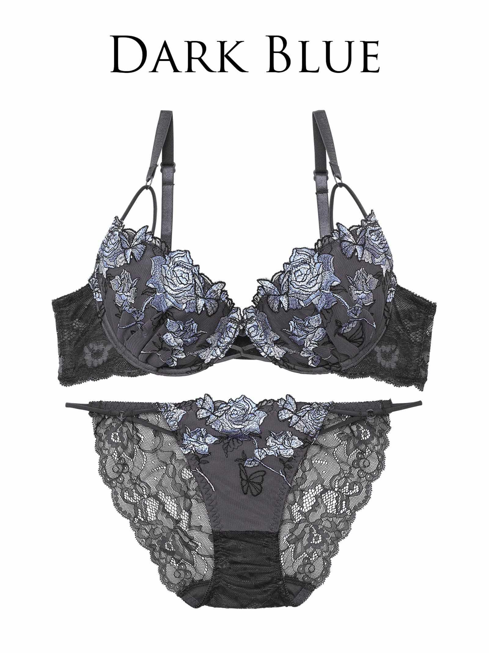 【Reinest】ノーブルバタフライローズブラジャー&バック透けフルバックショーツ - 【公式】247Lingerie