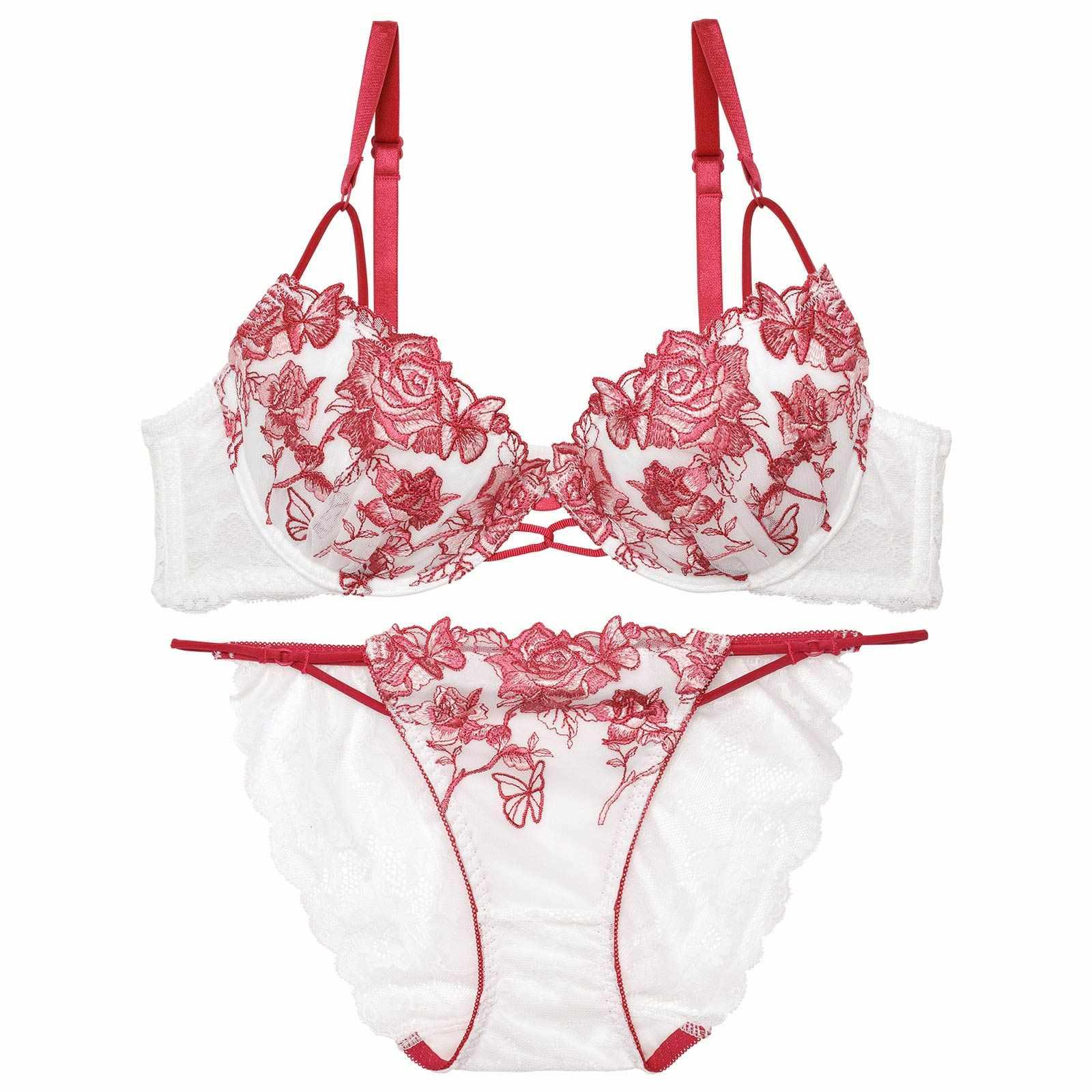 【Reinest】ノーブルバタフライローズブラジャー&バック透けフルバックショーツ - 【公式】247Lingerie