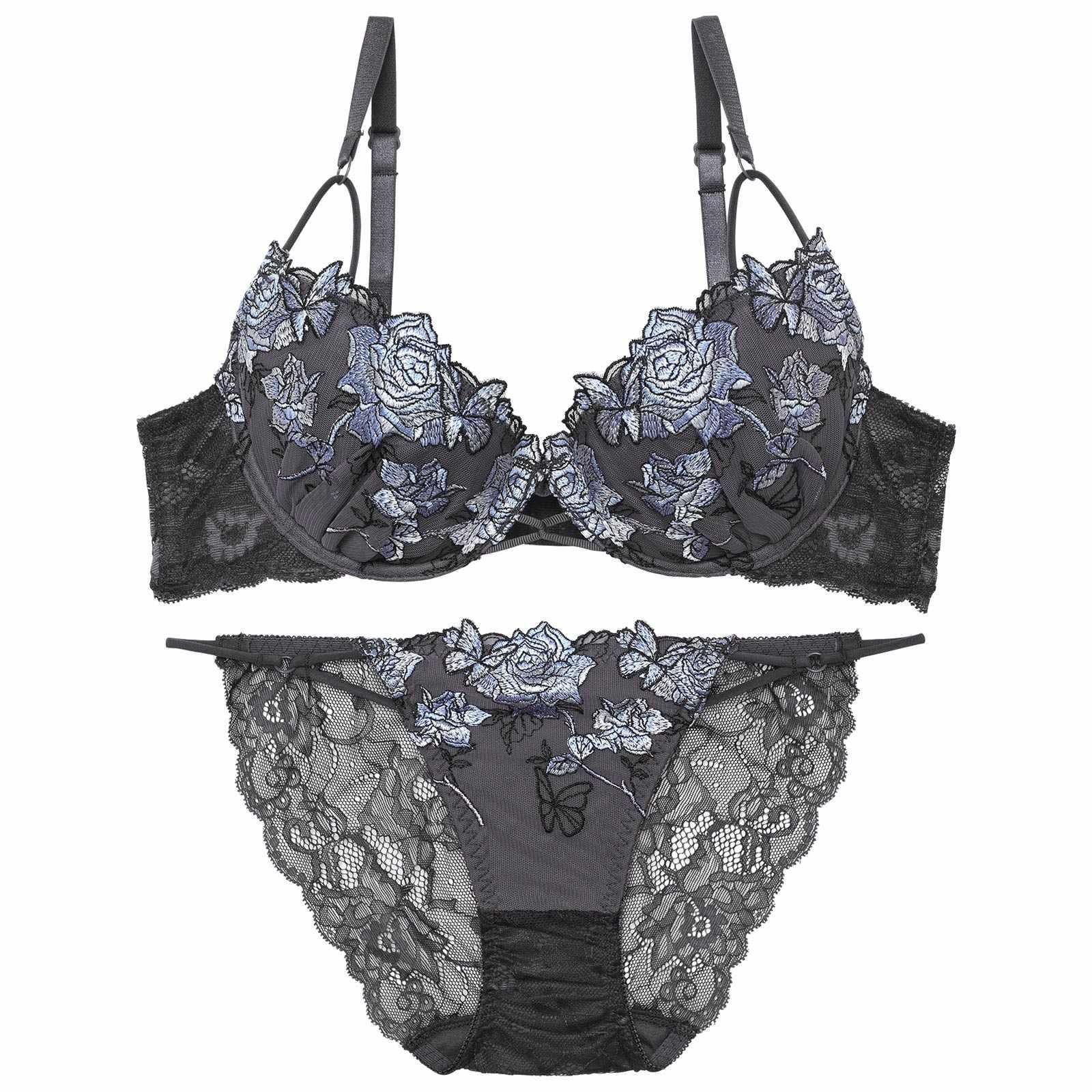 【Reinest】ノーブルバタフライローズブラジャー&バック透けフルバックショーツ - 【公式】247Lingerie