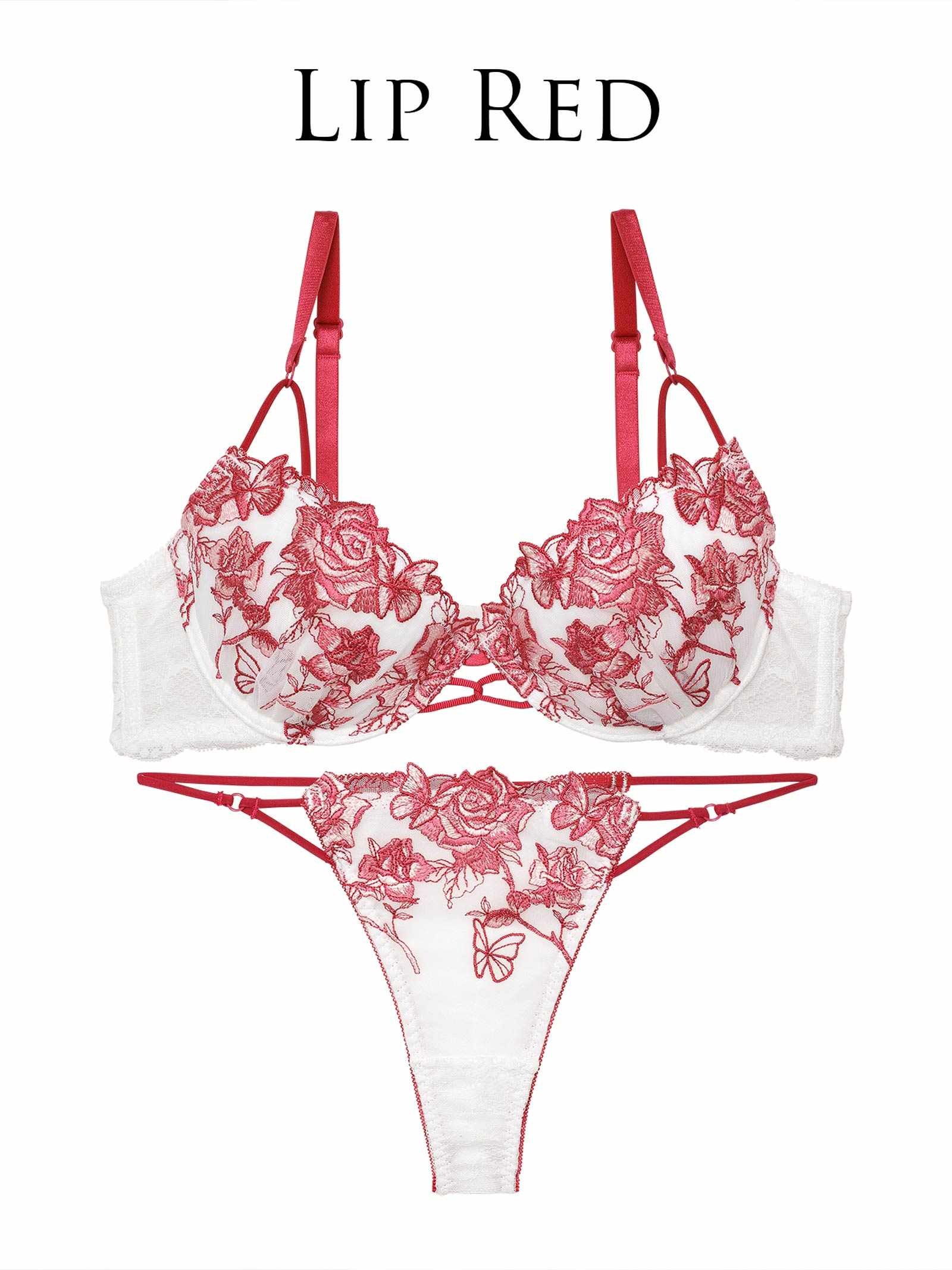 4/23新作!【永尾まりや着用】【Reinest】ノーブルバタフライローズブラジャー&バック透けTバックショーツ