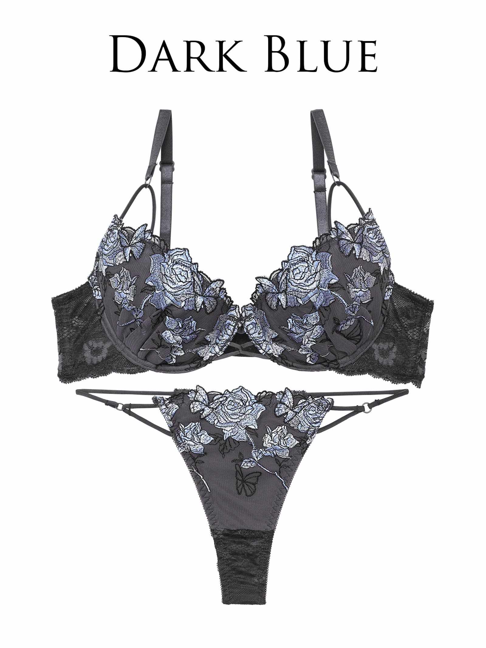 4/23新作!【永尾まりや着用】【Reinest】ノーブルバタフライローズブラジャー&バック透けTバックショーツ