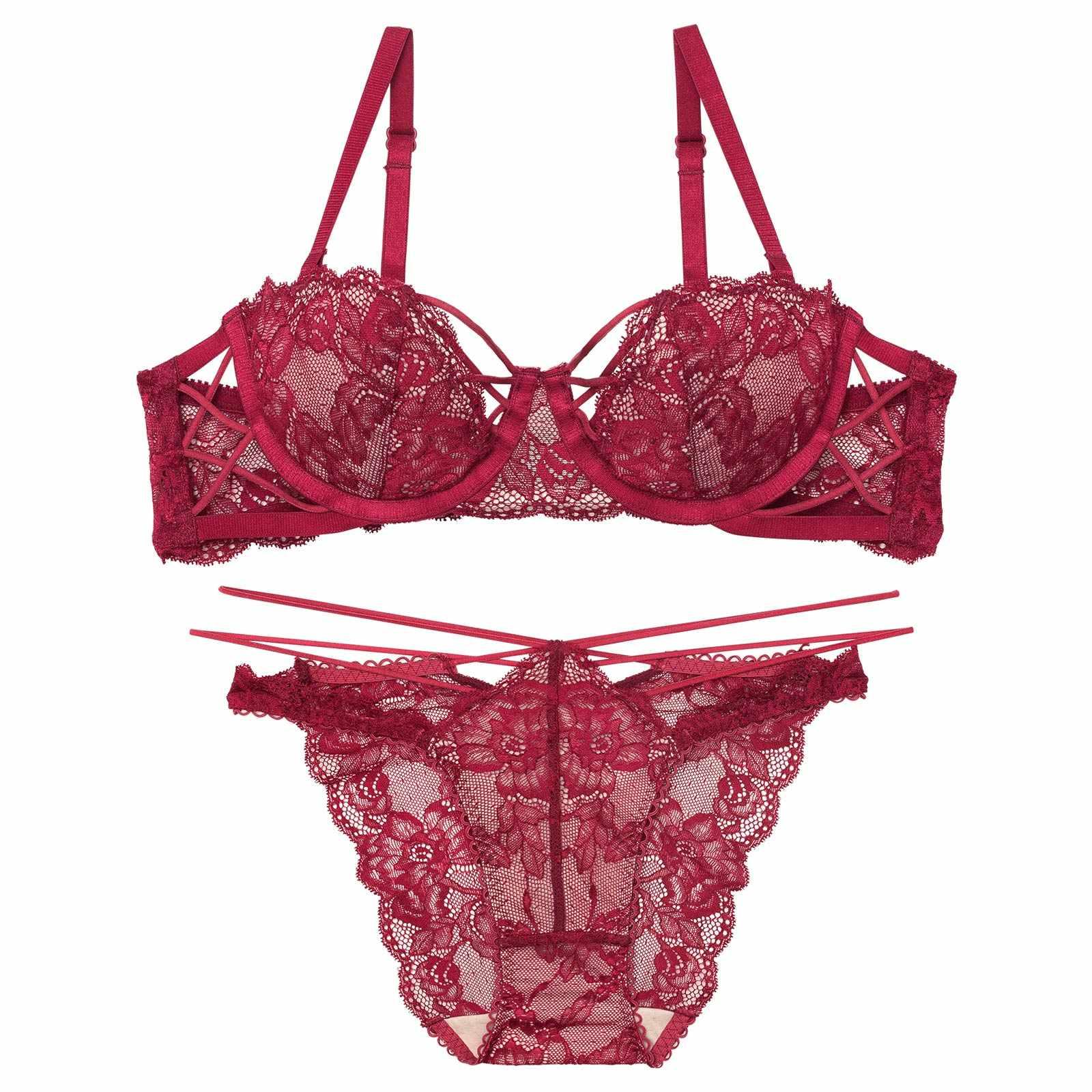 【Reinest】ラビリンスコードレースブラジャー&バック透けフルバックショーツ