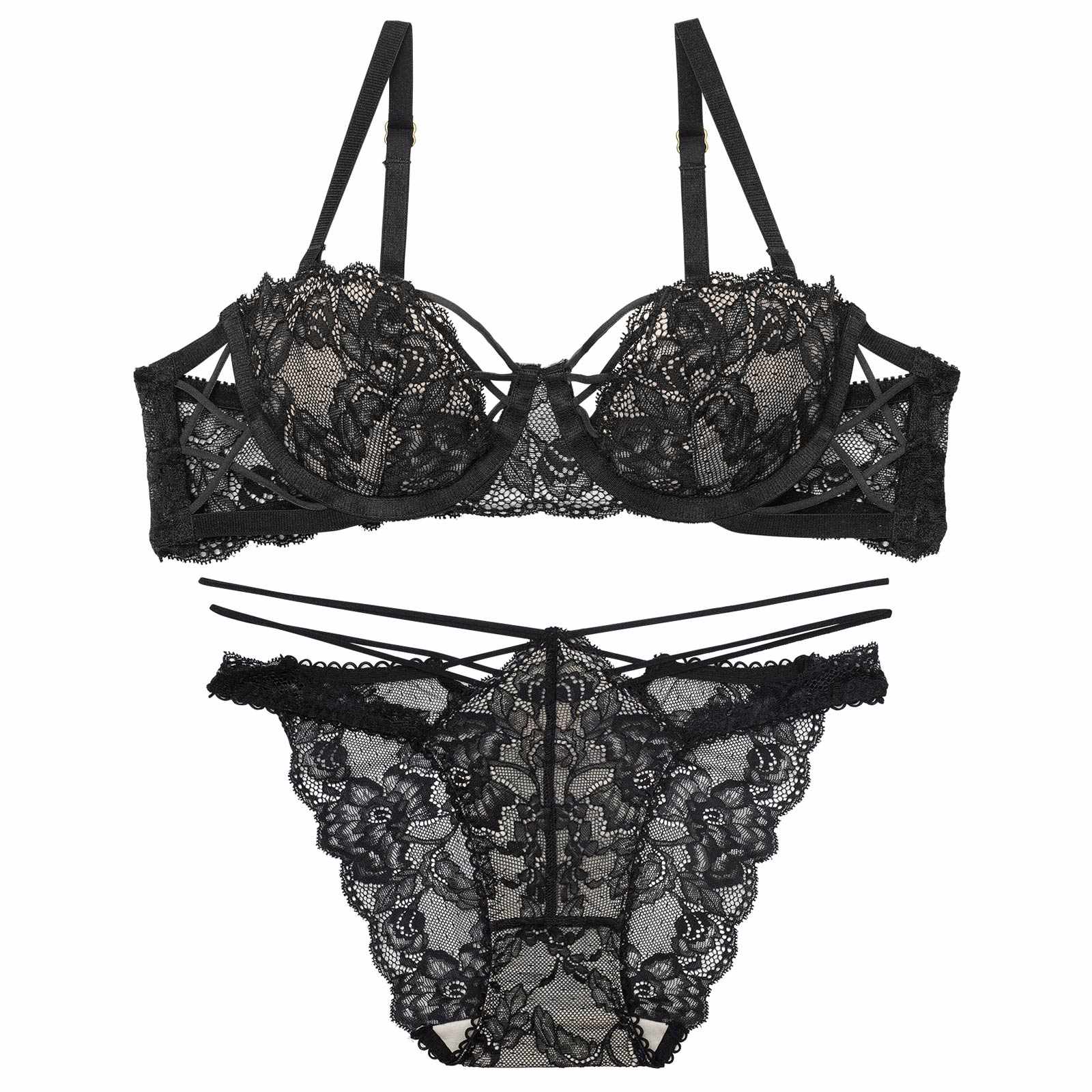 10/15新作!【Reinest】ラビリンスコードレースブラジャー&バック透けフルバックショーツ