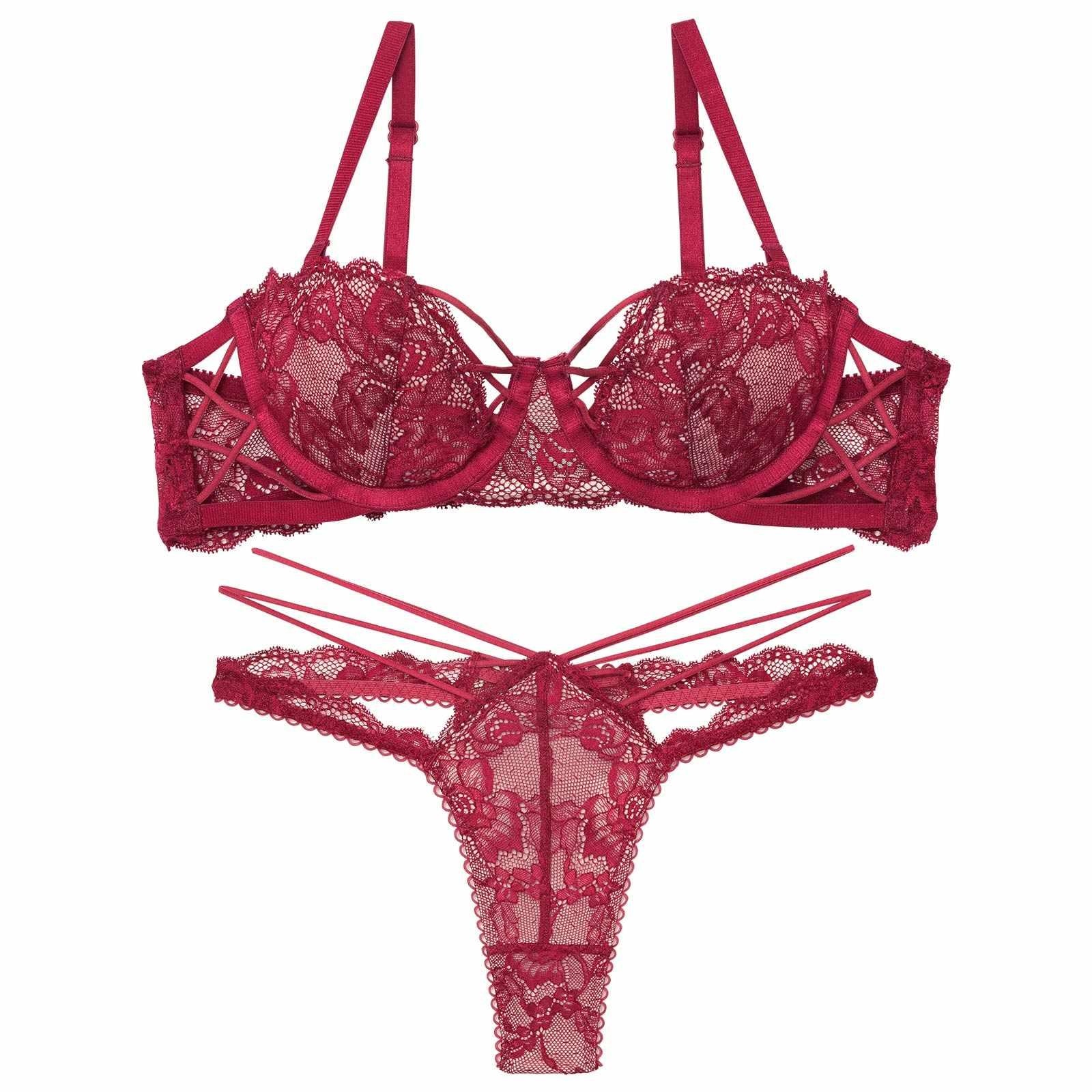 【Reinest】ラビリンスコードレースブラジャー&バック透けTバックショーツ