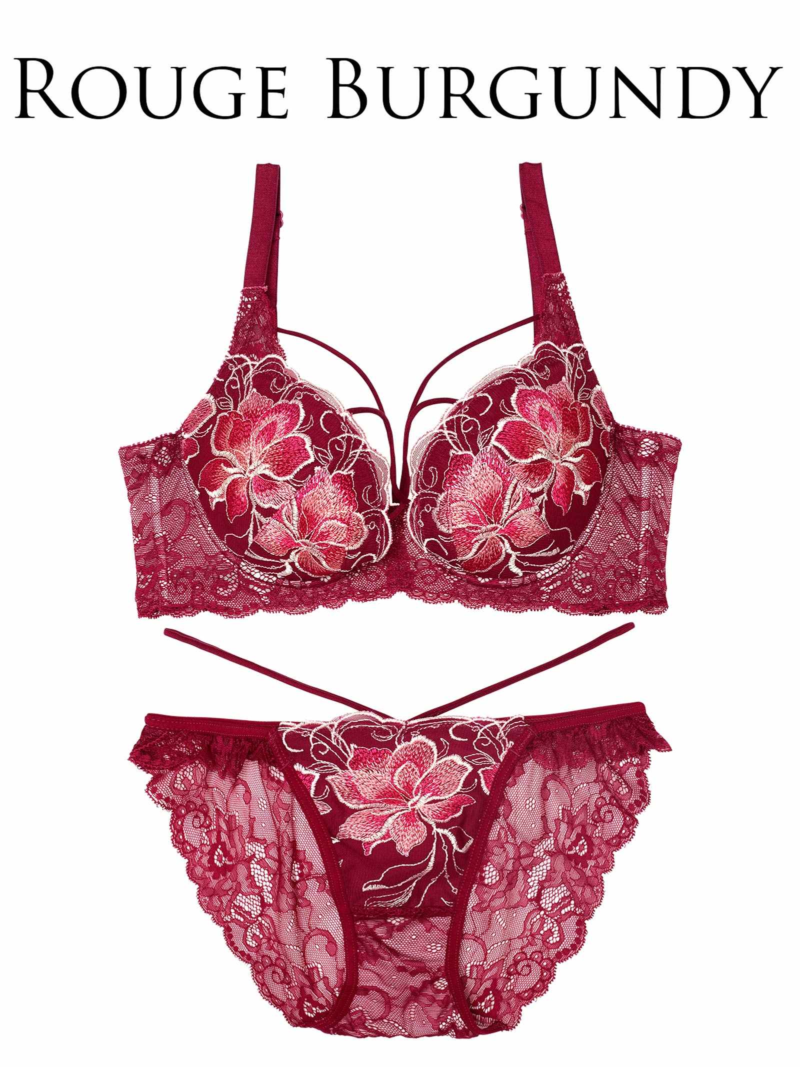 7/9新作!!【永尾まりや着用】【Reinest】エターナルディープフラワー育乳脇高★魔法のブラジャー&バック透けフルバックショーツ