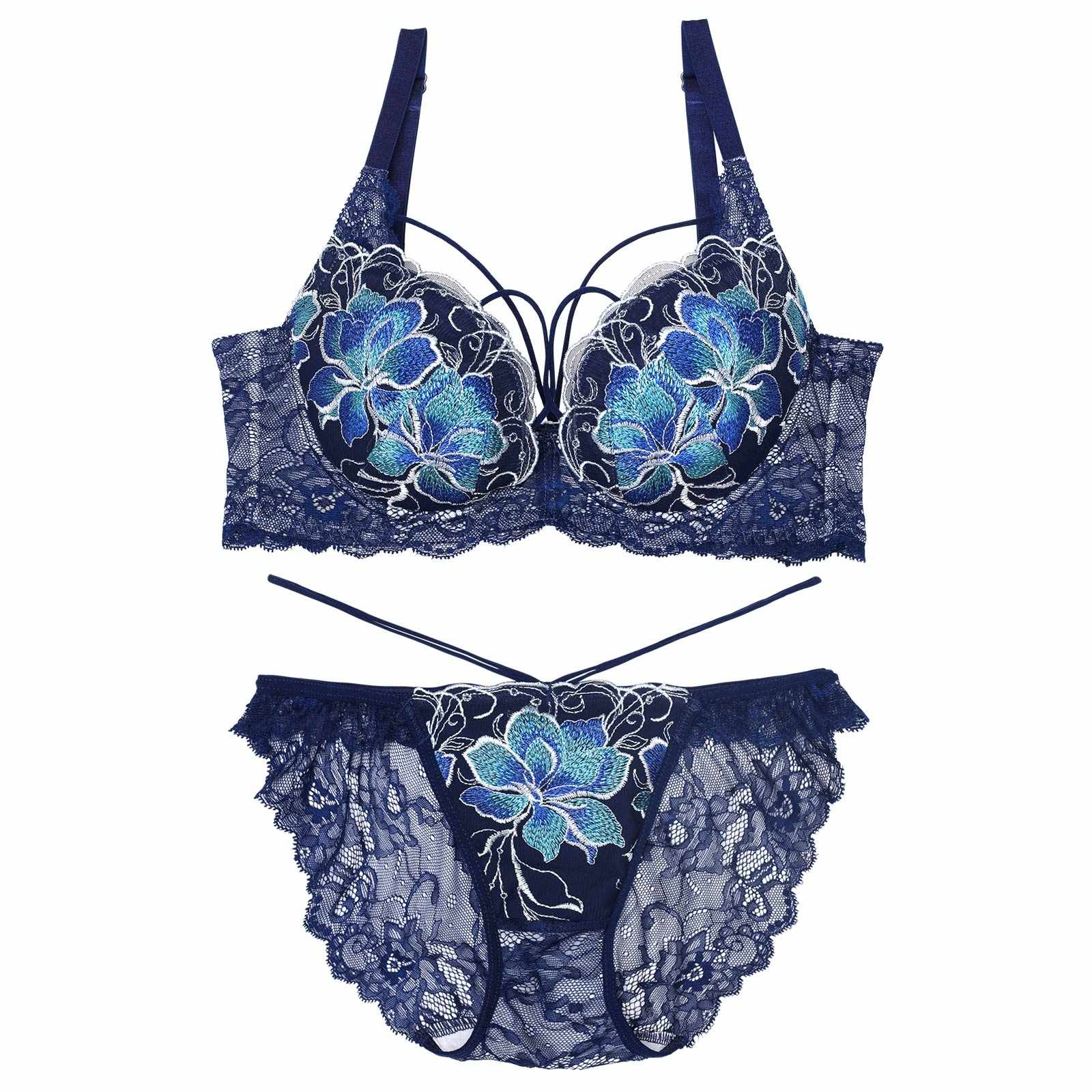 【永尾まりや着用】【Reinest】エターナルディープフラワー育乳脇高★魔法のブラジャー&バック透けフルバックショーツ