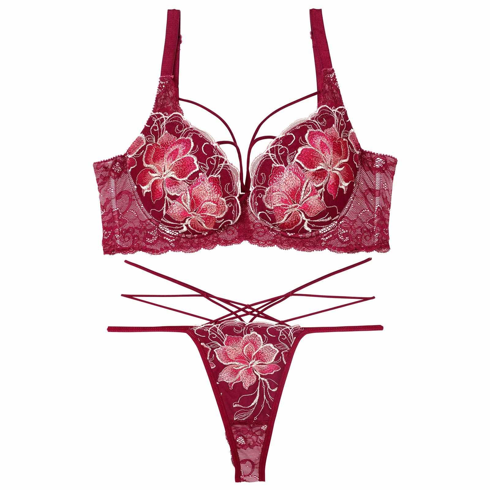 【永尾まりや着用】【Reinest】エターナルディープフラワー育乳脇高★魔法のブラジャー&バック透けTバックショーツ