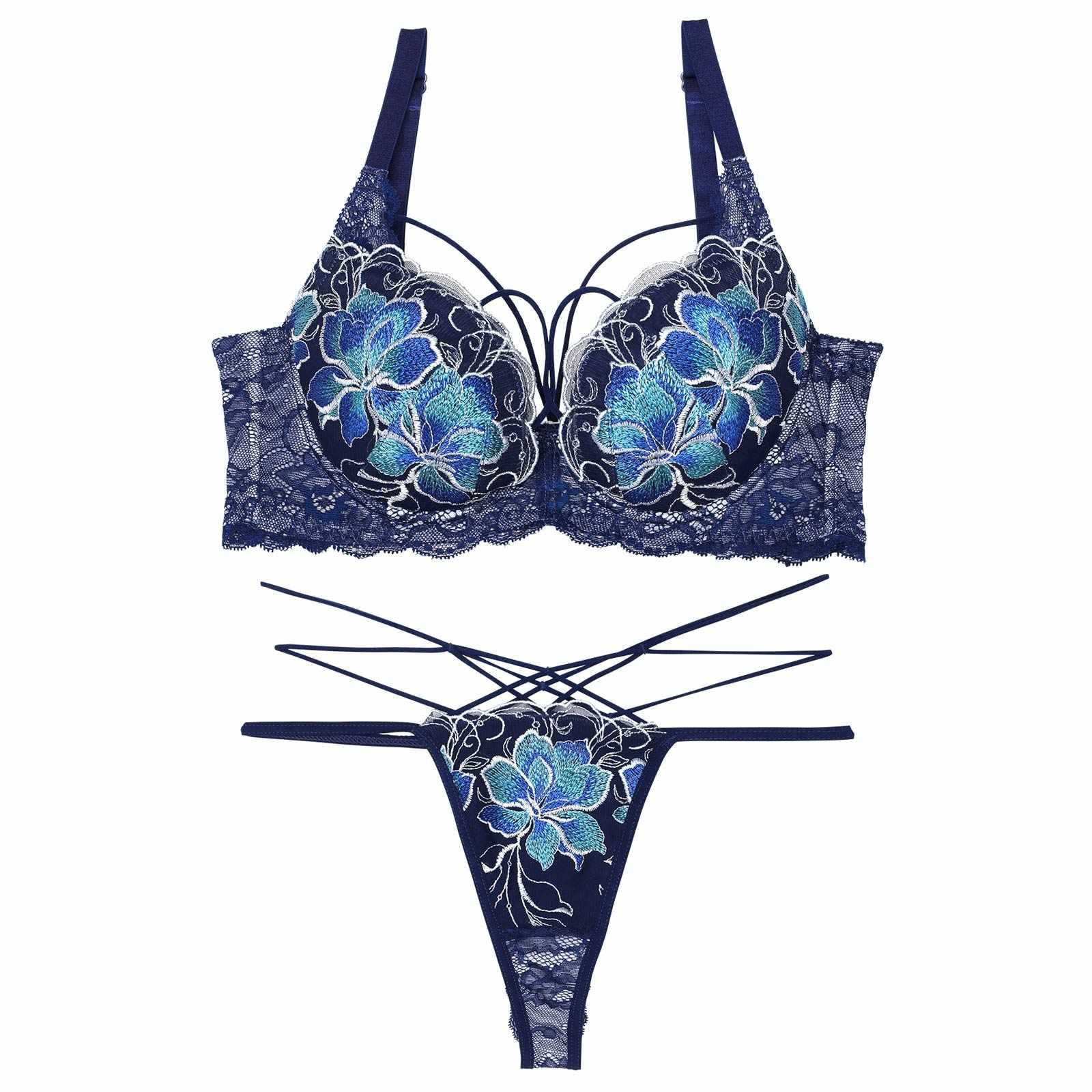 【永尾まりや着用】【Reinest】エターナルディープフラワー育乳脇高★魔法のブラジャー&バック透けTバックショーツ