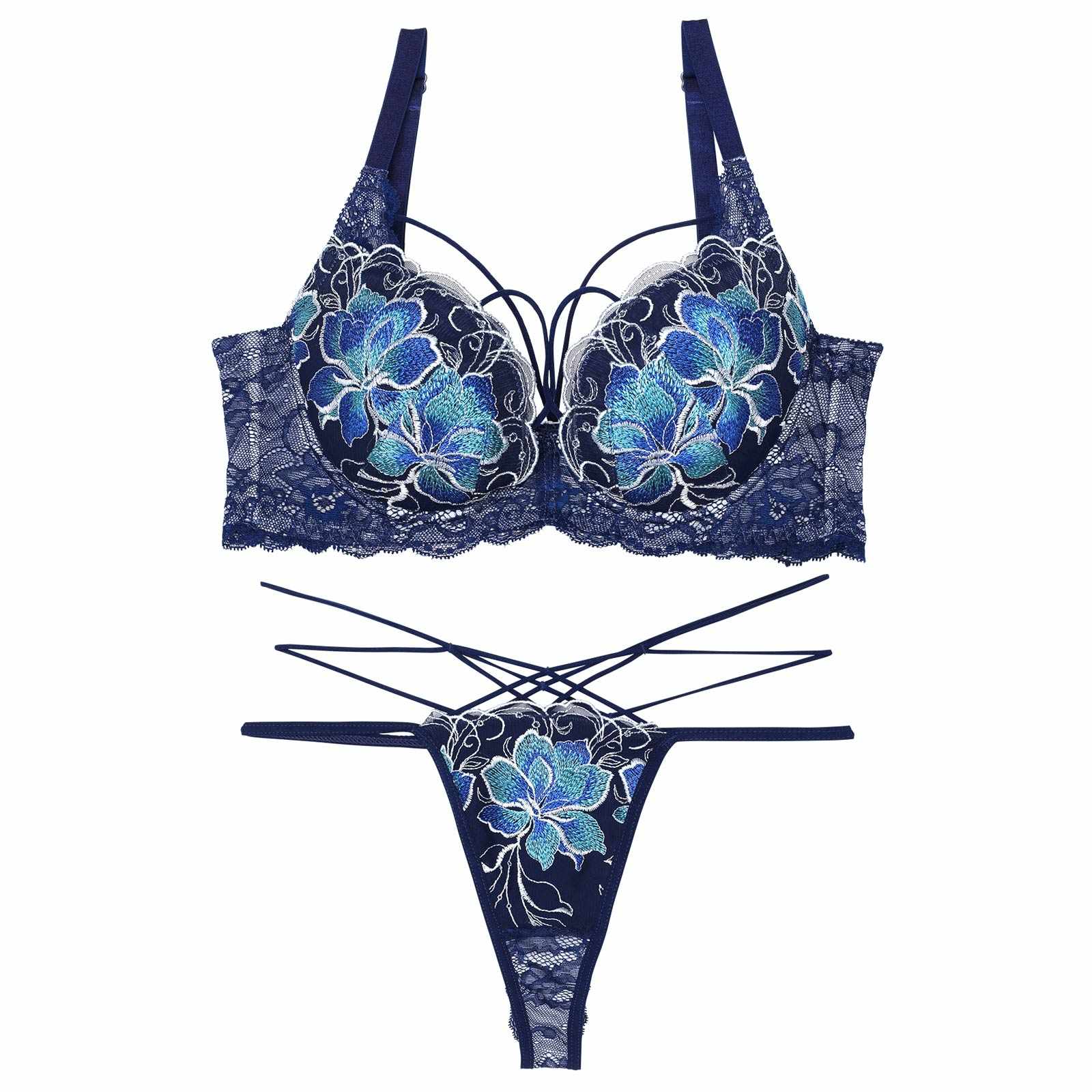 【永尾まりや着用】【Reinest】エターナルディープフラワー育乳脇高★魔法のブラジャー&バック透けTバックショーツ