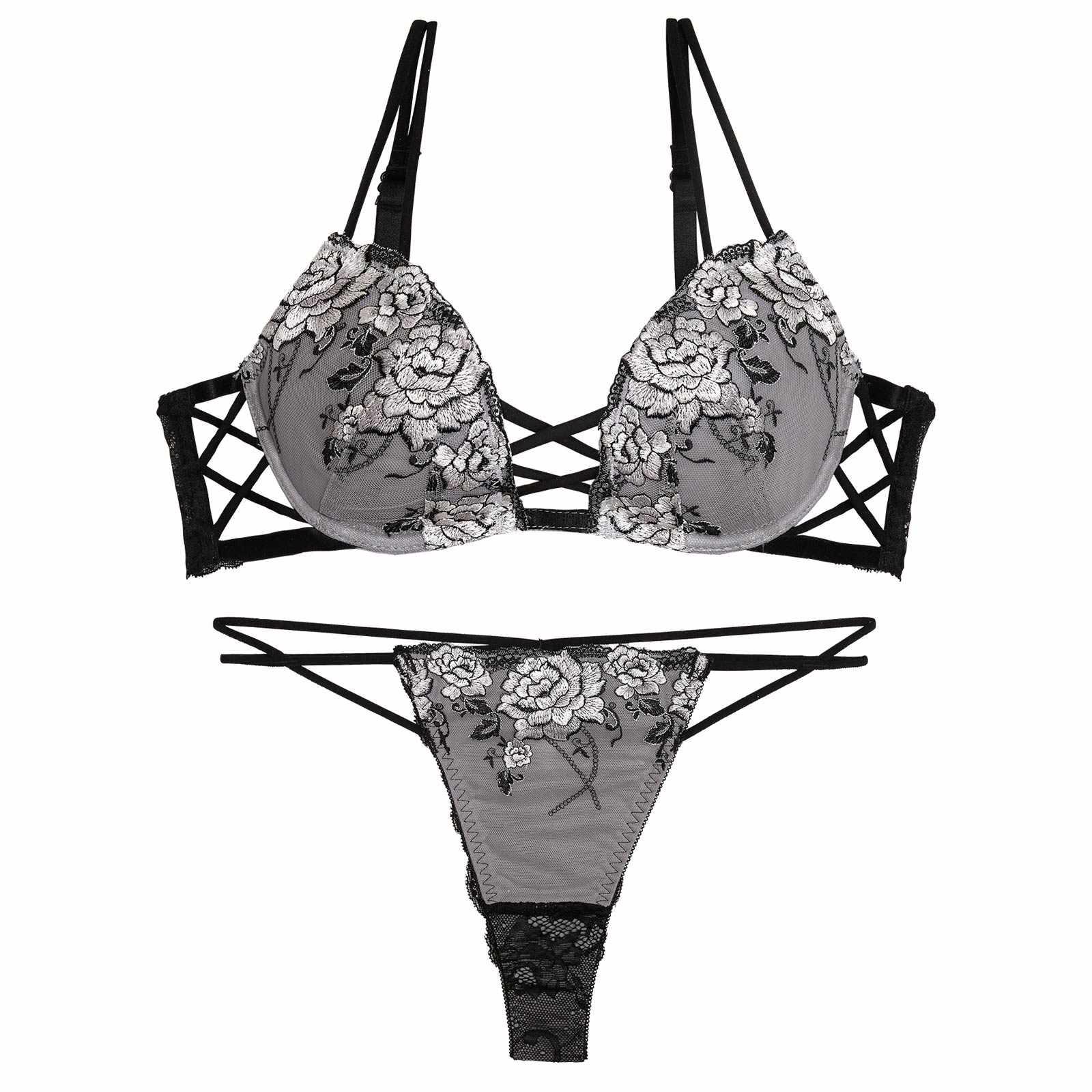 【Reinest】リュクスピオニークロスブラジャー&バック透けTバックショーツ