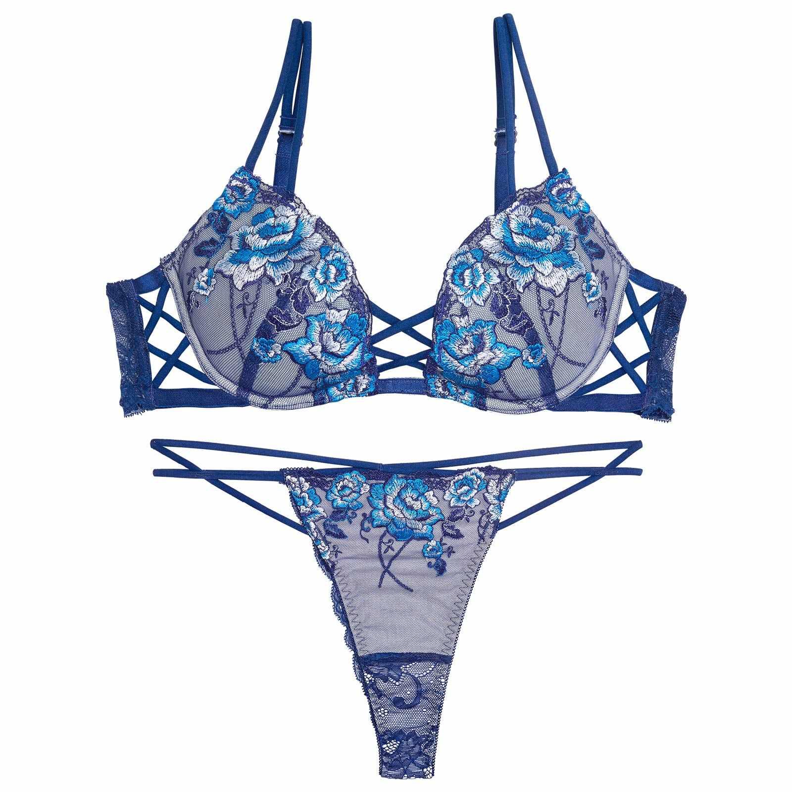 【Reinest】リュクスピオニークロスブラジャー&バック透けTバックショーツ