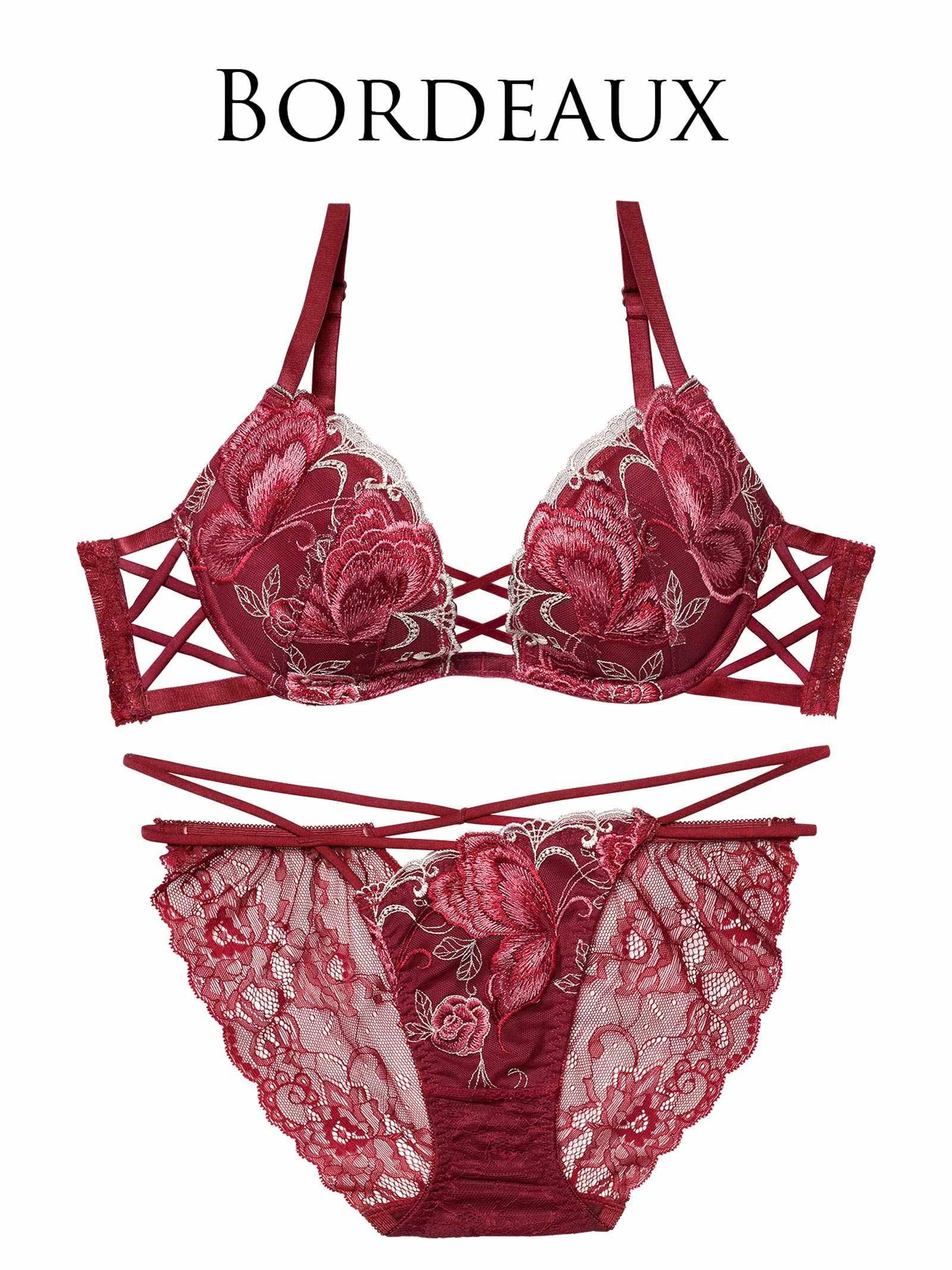 12/12新作!【Reinest】バタフリークロスアップブラジャー&バック透けフルバックショーツ