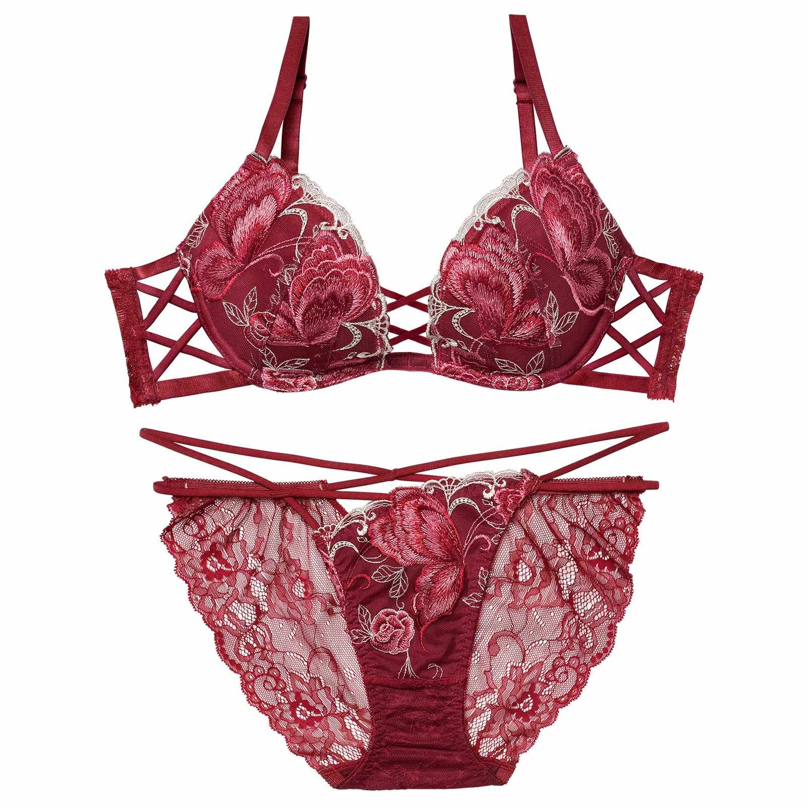 12/12新作!【Reinest】バタフリークロスアップブラジャー&バック透けフルバックショーツ