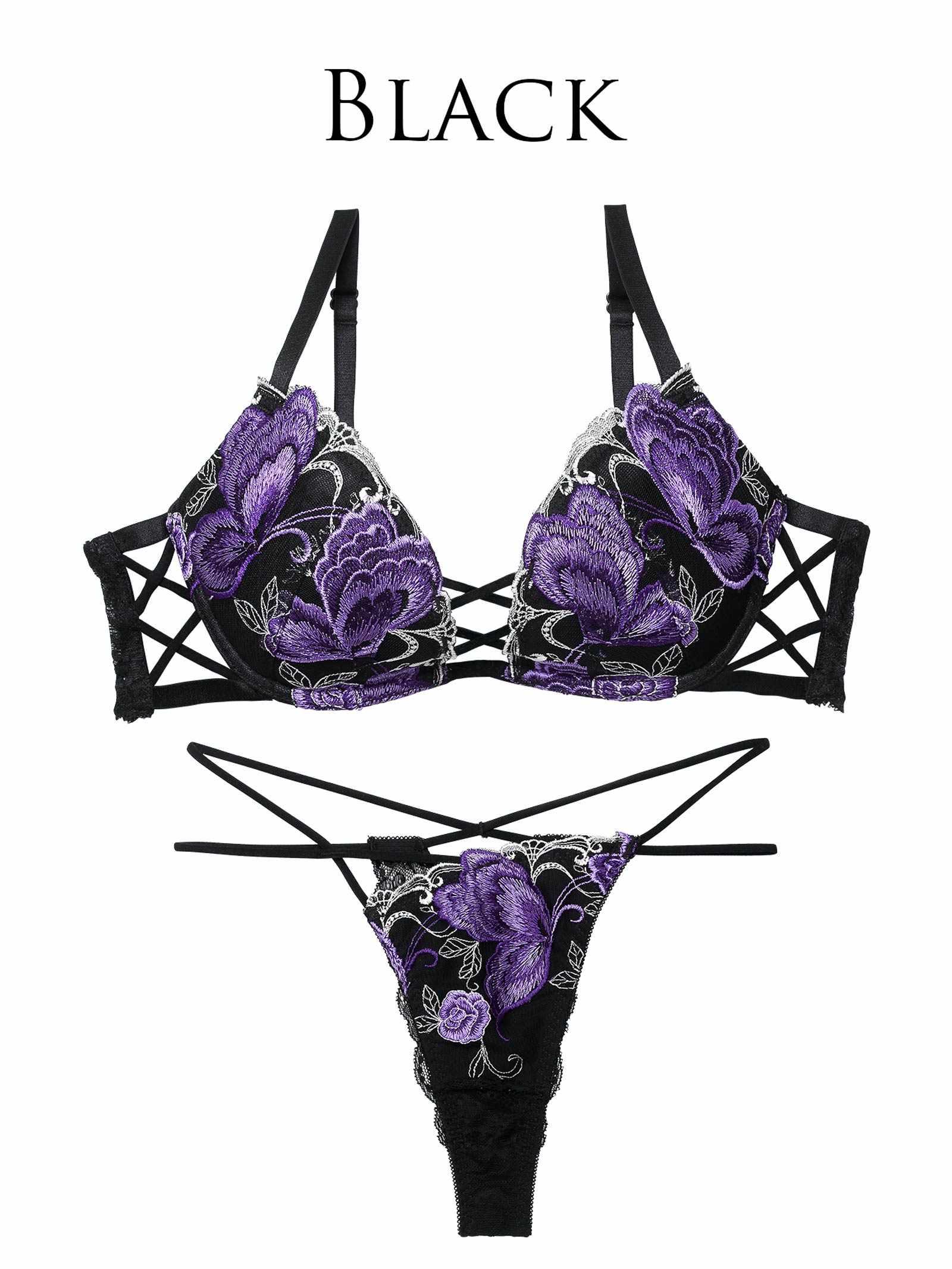 12/12新作!【Reinest】バタフリークロスアップブラジャー&バック透けTバックショーツ