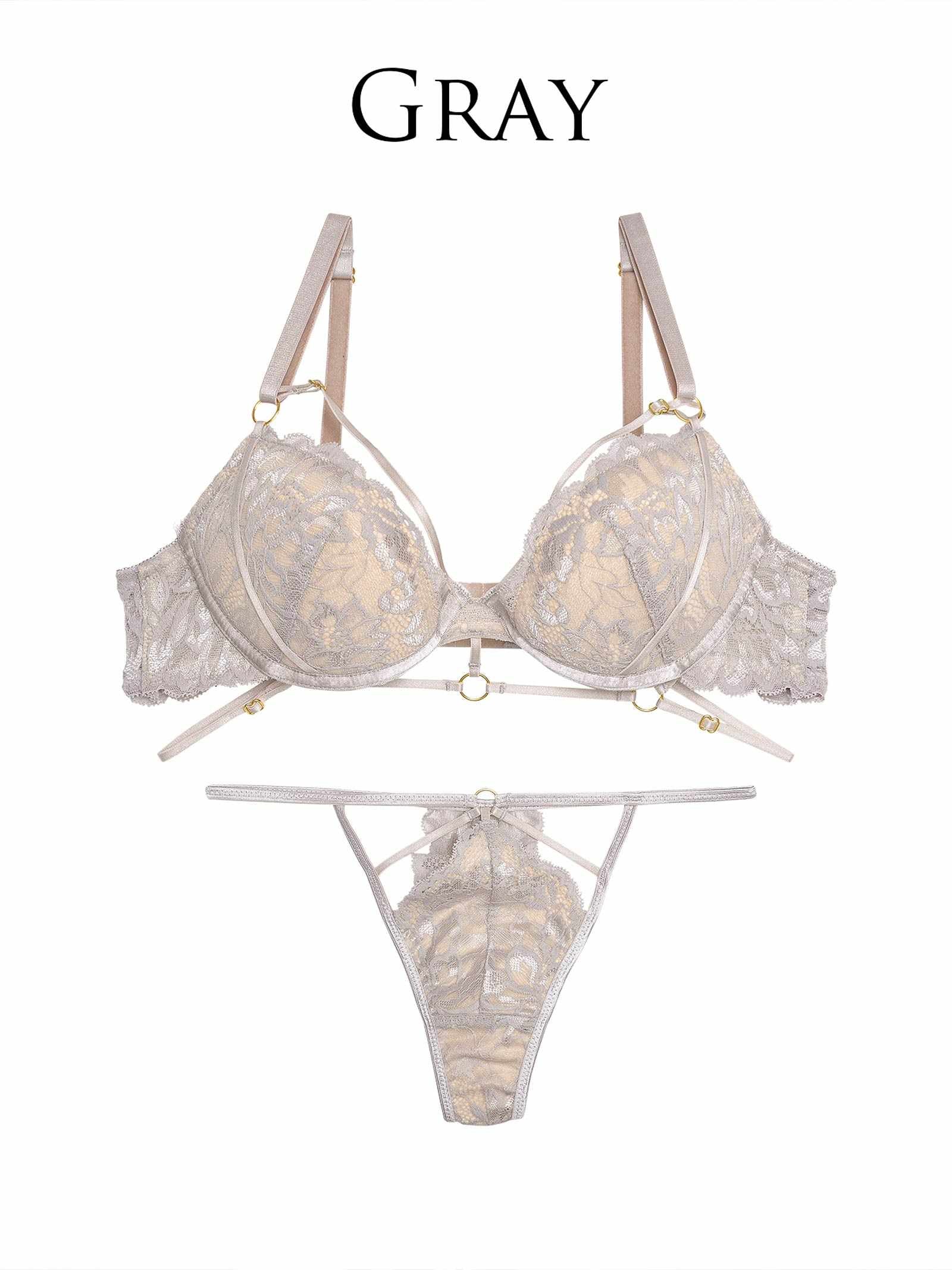 【Reinest】センシュアルコードブルームブラジャー&バック透けTバックショーツ