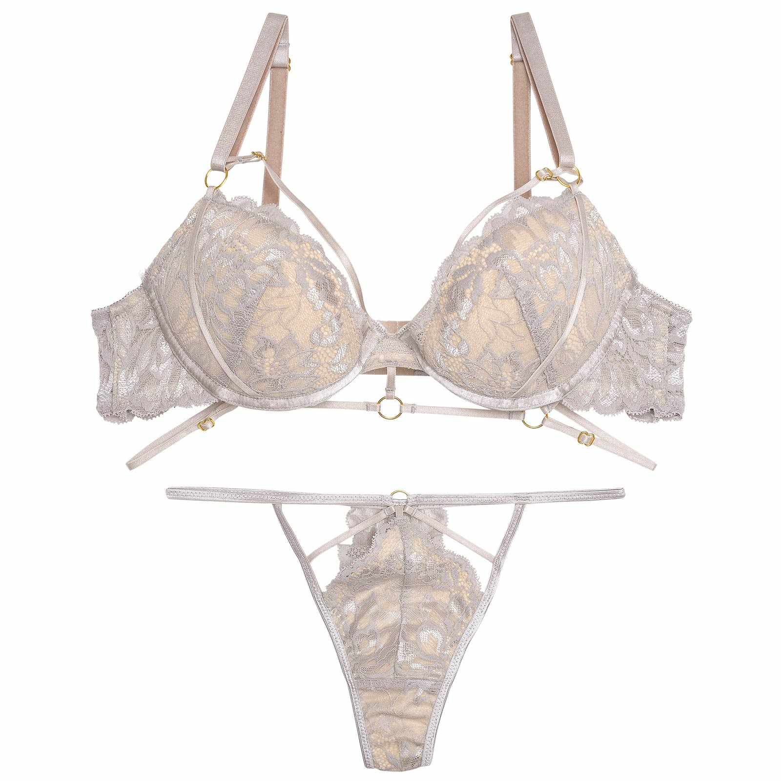 【Reinest】センシュアルコードブルームブラジャー&バック透けTバックショーツ