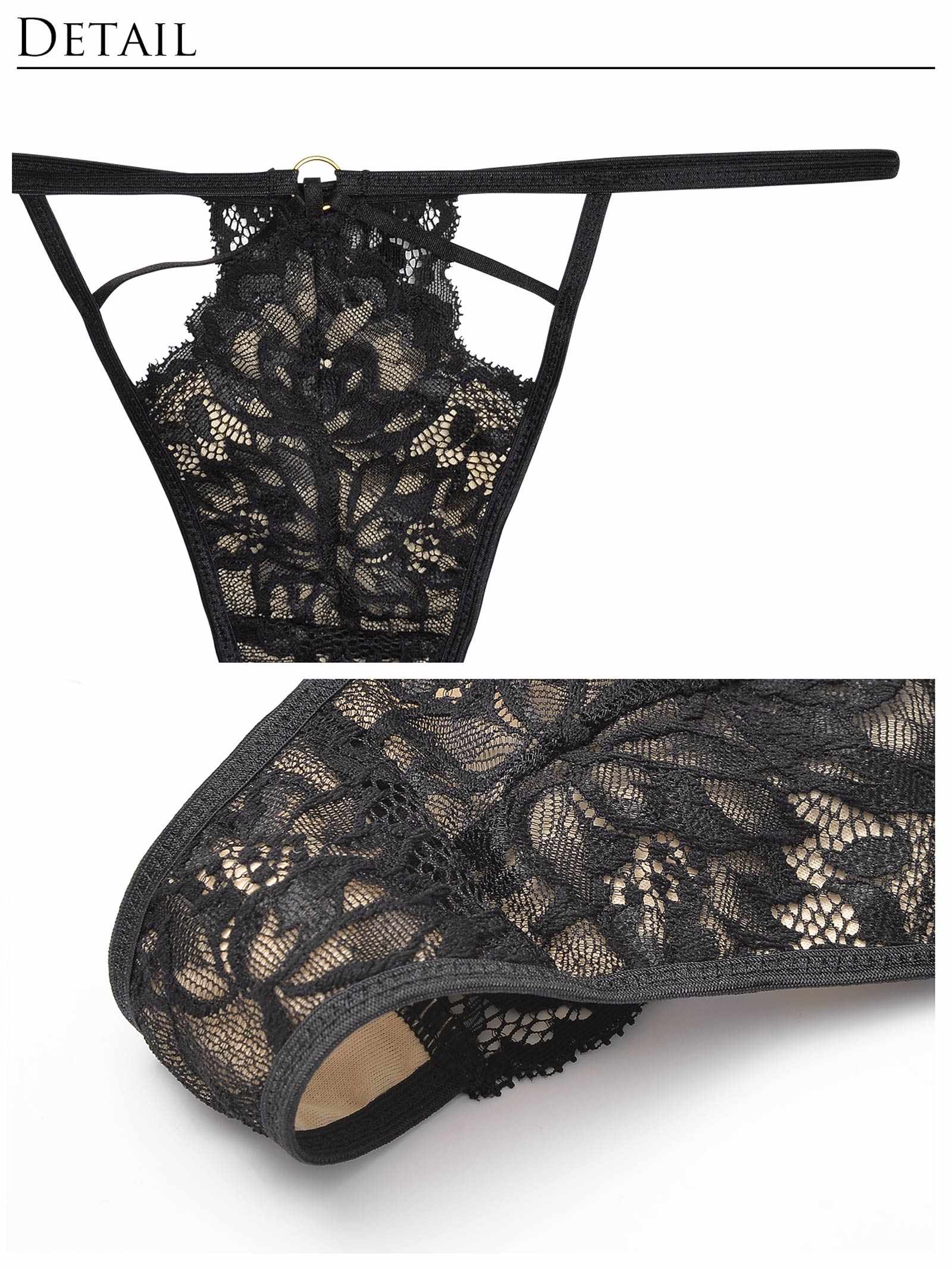 【Reinest】センシュアルコードブルームブラジャー&バック透けTバックショーツ