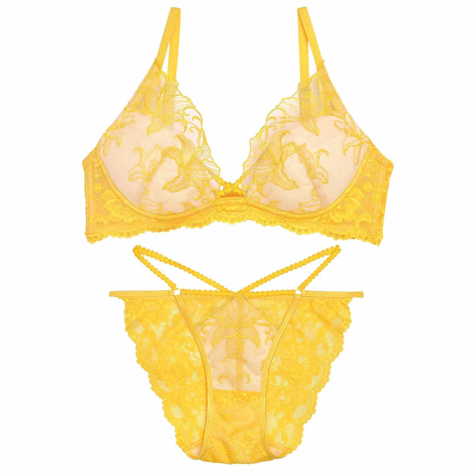 【Reinest】ヌーディリリーエンブロイダリーブラジャー&バック透けフルバックショーツ - 【公式】247Lingerie
