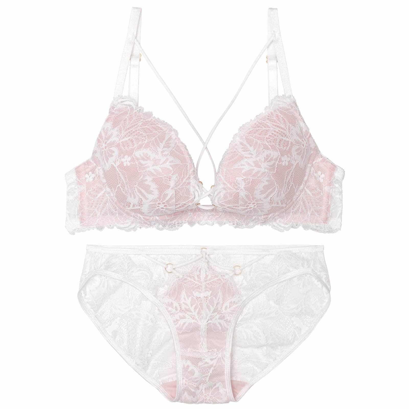 【Reinest】スピンドルレーシィカットブラジャー&バック透けフルバックショーツ