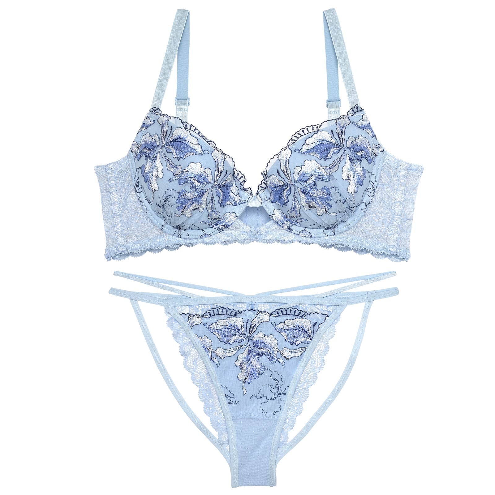 【Reinest】グロリアスフラワーペタル育乳脇高★魔法のブラジャー&バック透けフルバックショーツ