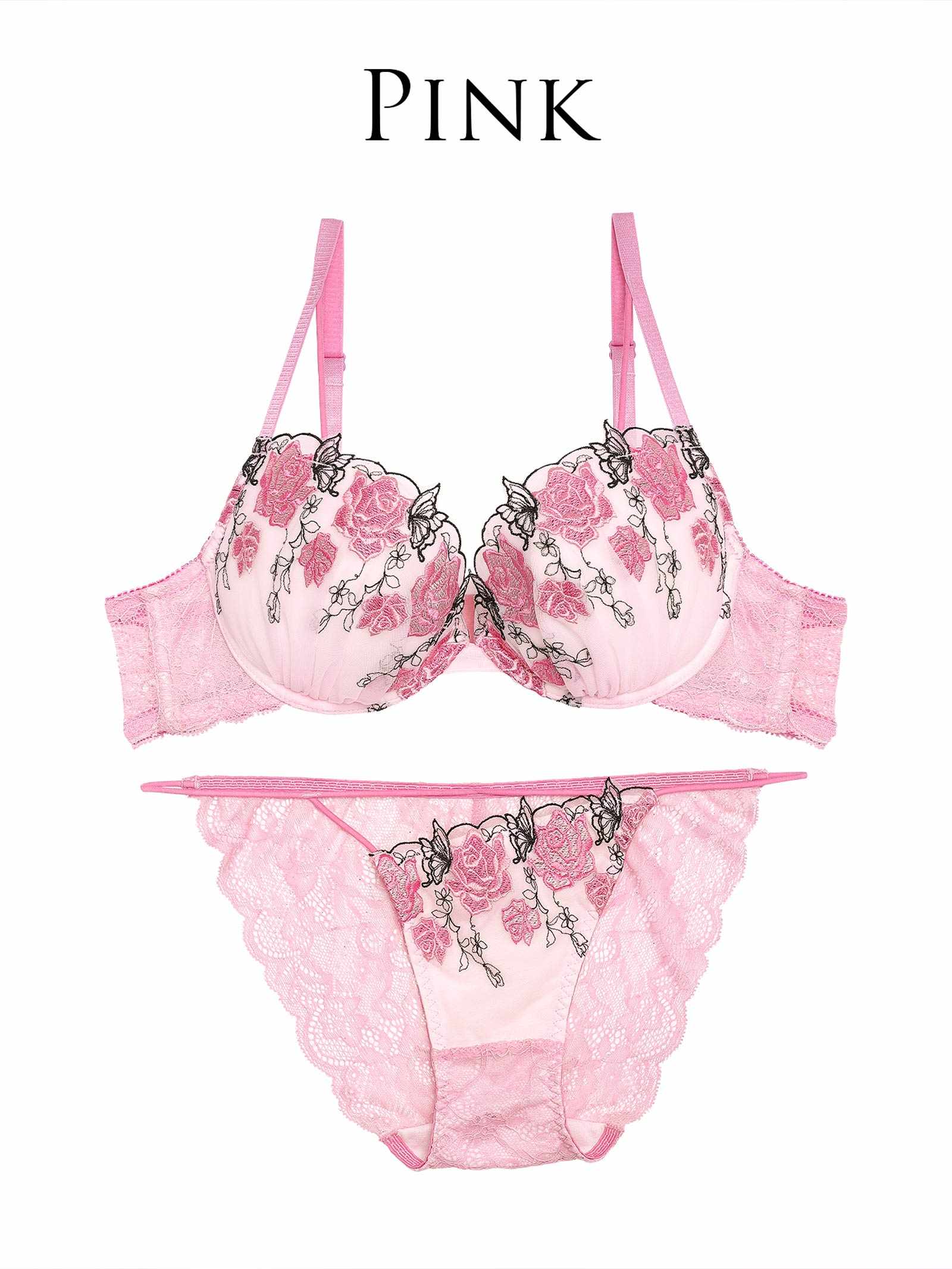 4/3新作!【Reinest】ゴシックパピヨンローズブラジャー&バック透けフルバックショーツ