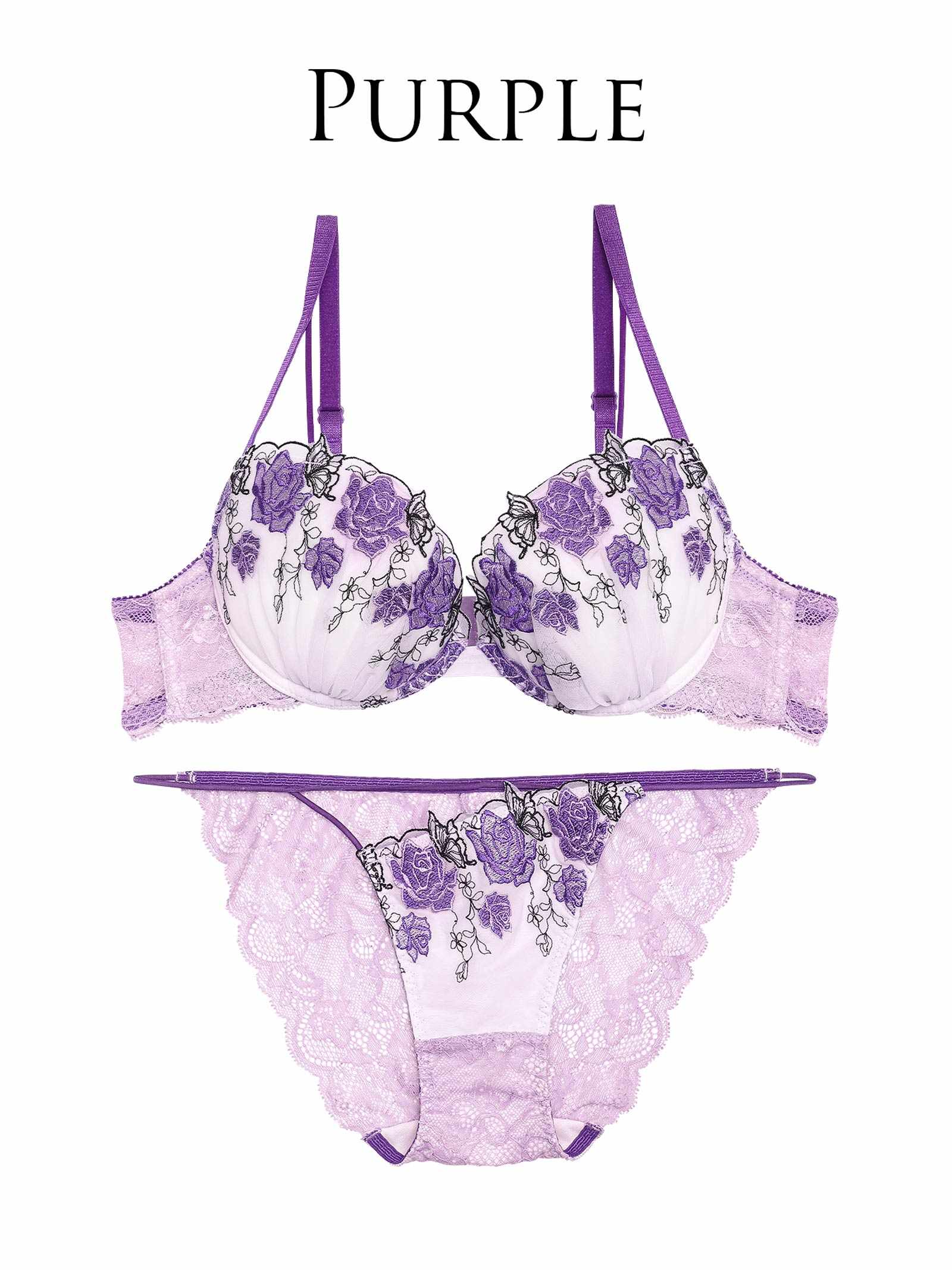 4/3新作!【Reinest】ゴシックパピヨンローズブラジャー&バック透けフルバックショーツ