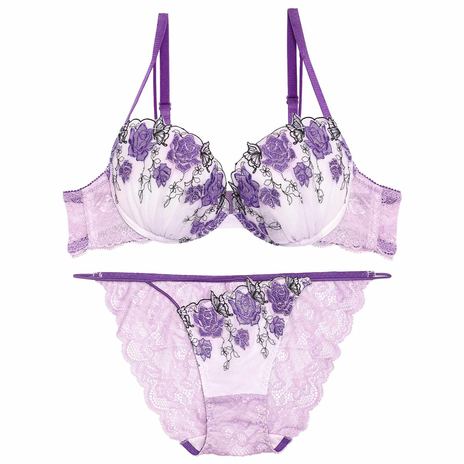 【Reinest】ゴシックパピヨンローズブラジャー&バック透けフルバックショーツ