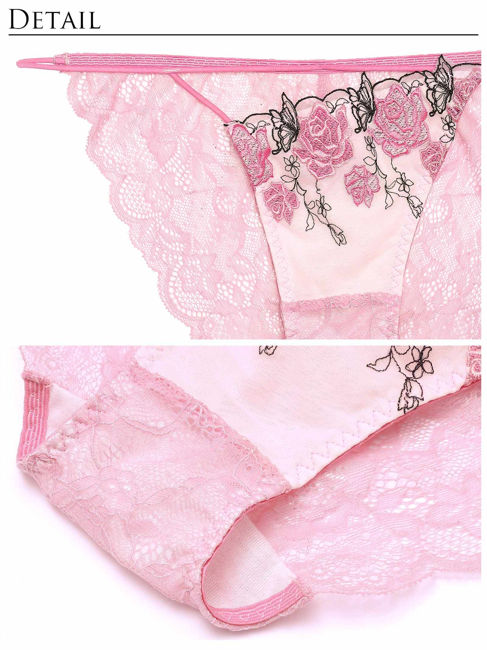 4/3新作!【Reinest】ゴシックパピヨンローズブラジャー&バック透けフルバックショーツ