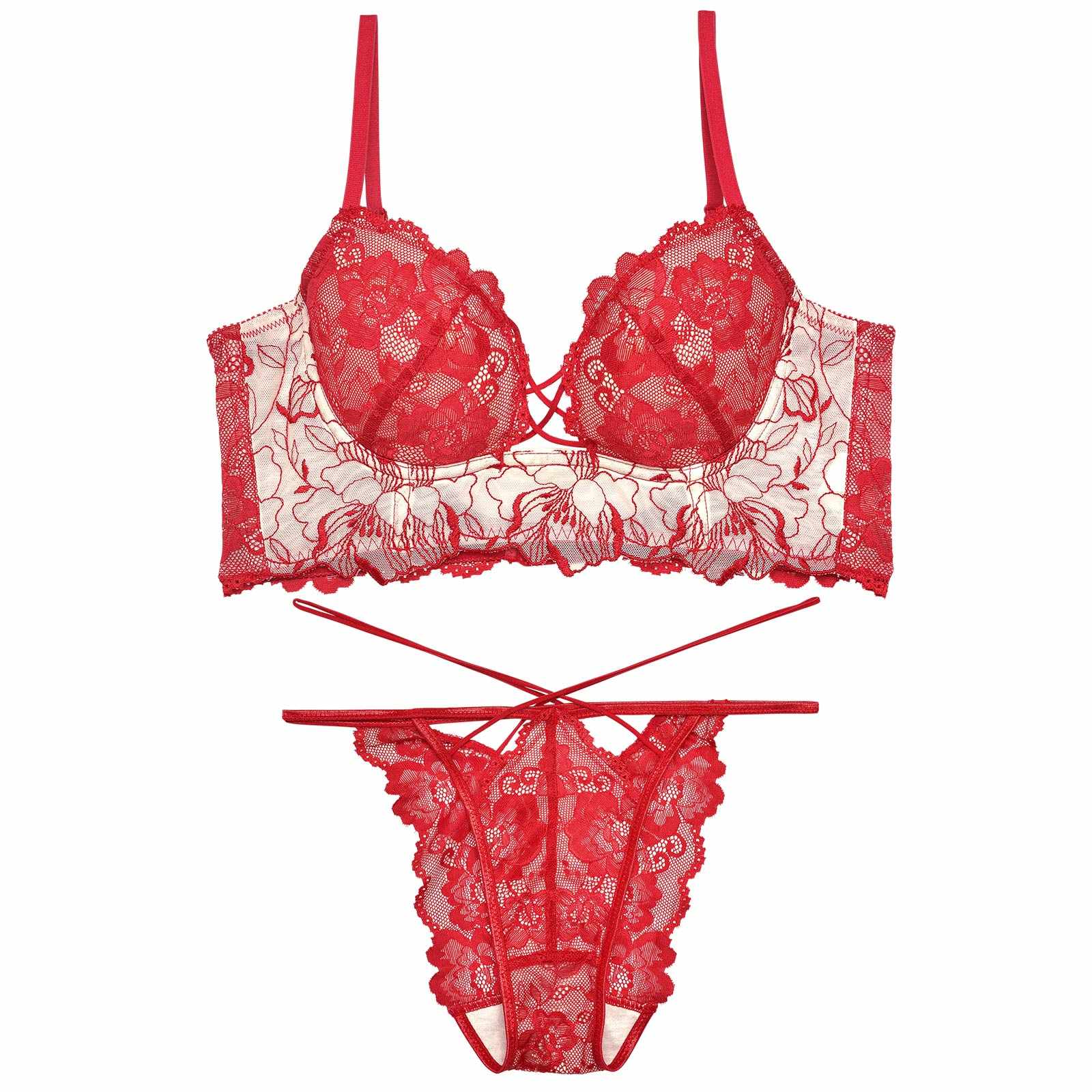 11/19再販!【Reinest】ストリングビスチェフラワー背中魅せブラブラジャー&バック透けフルバックショーツ